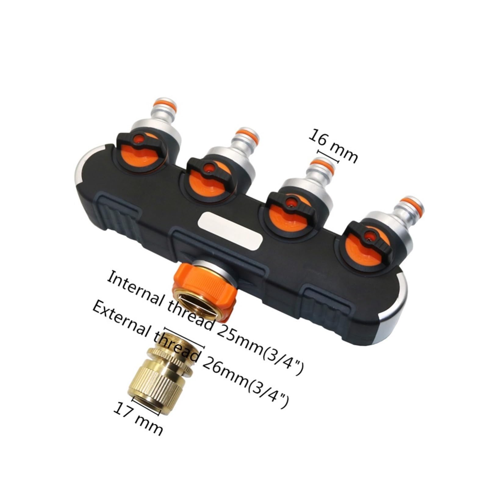 Válvula divisora ​​de 4 vías con conector rápido de latón, kit de conector rápido de manguera de 1/2 pulgada conector de manguera de grifo de jardín al aire libre 1 Juego