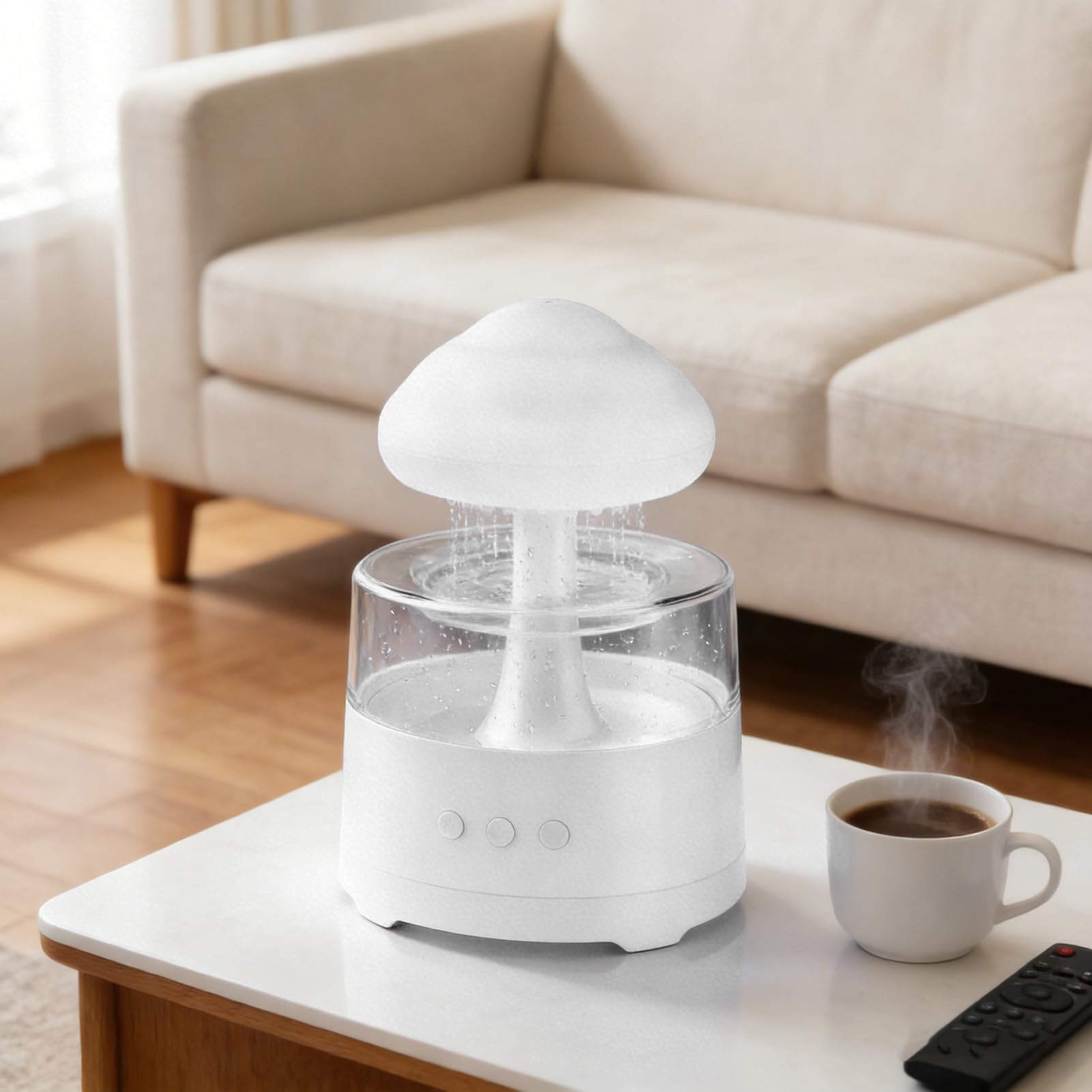 Cloud Rain Humidificateur Diffuseur d'huiles essentielles 7 Modes d'éclairage LED réglables Humidificateur de Gouttes de Pluie pour Chambre à Coucher Salon Rechargeable