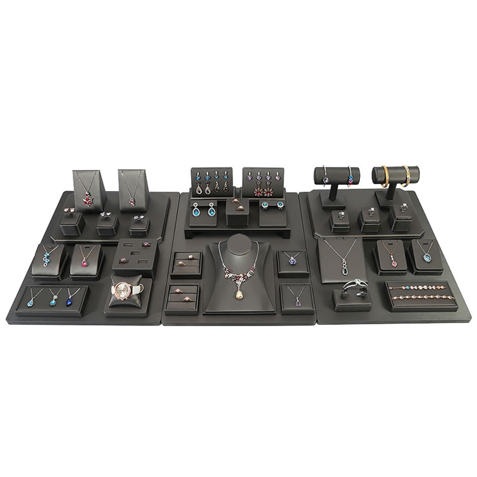 LLXYWJ Espositore per Gioielli Espositori per collane Set Espositori per Gioielli in Pelle Espositore per Braccialetti con Barra a T Supporto per Braccialetti per esporre Orecchini, Pendenti e Anelli
