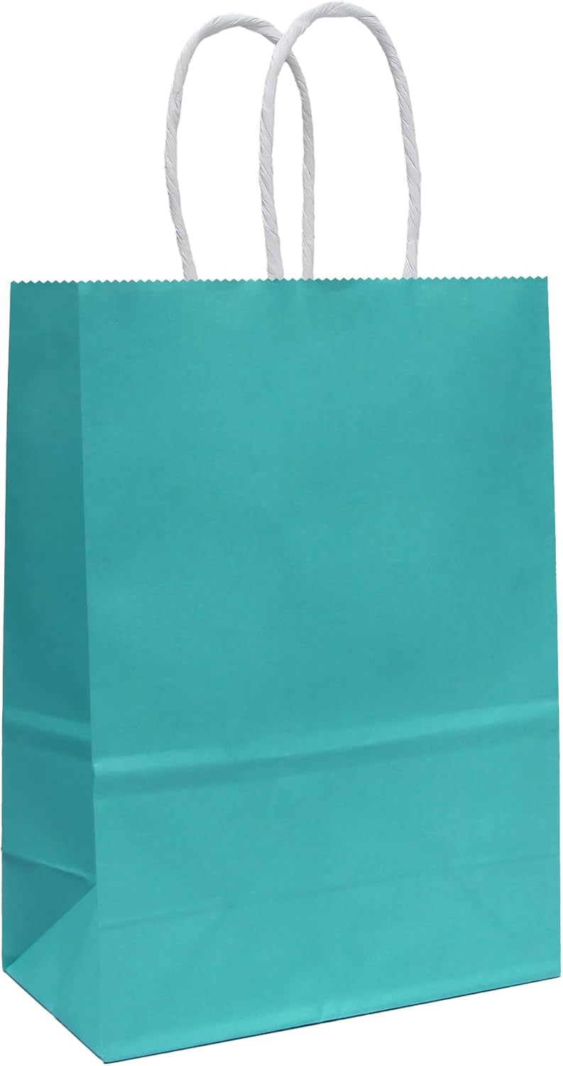 100 Pcs Teal Blue Polka Dot Paper Lunch Bags - 5.1x3.1x9.4 Inch Party Favor Bags For Snacks & Treats