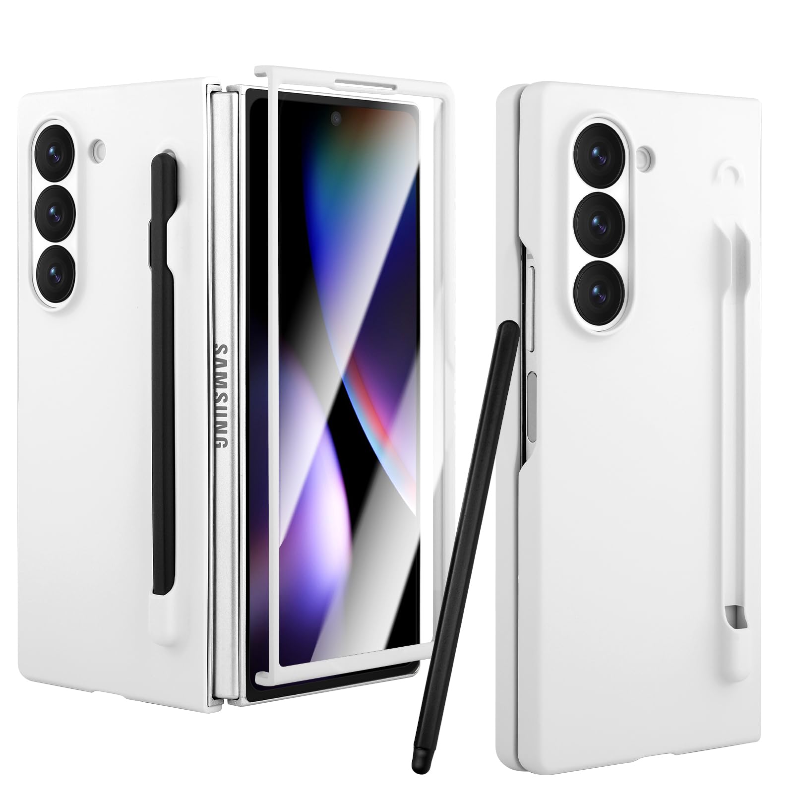 日本版SIMフリー Galaxy Z Fold6 ホワイト 256GB ケース付 AIGOMARA Phone Case for Samsung Galaxy Z Fold 6 5G White | with S