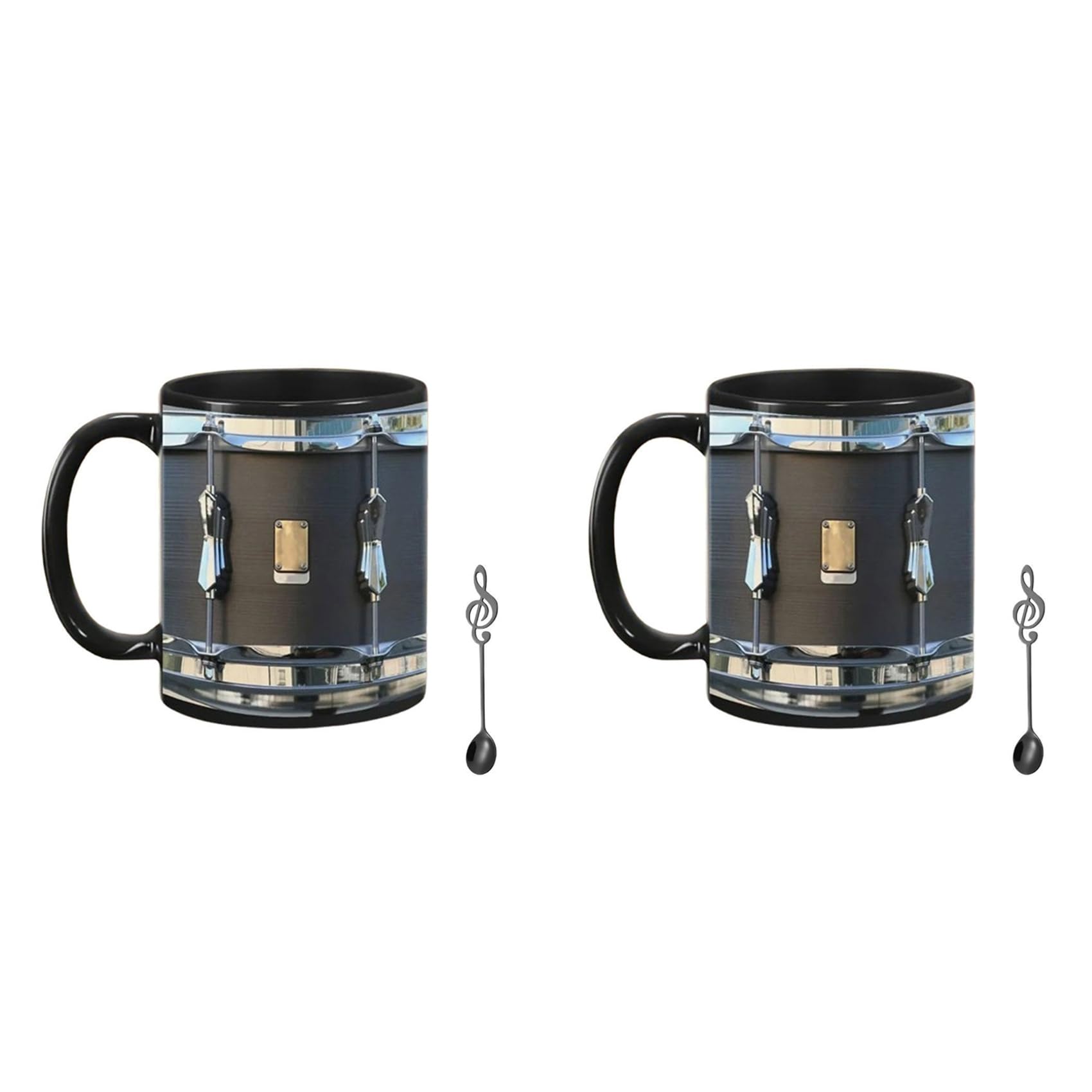 Tasse à tambour vintage noire en céramique 11 Oz pour café et thé