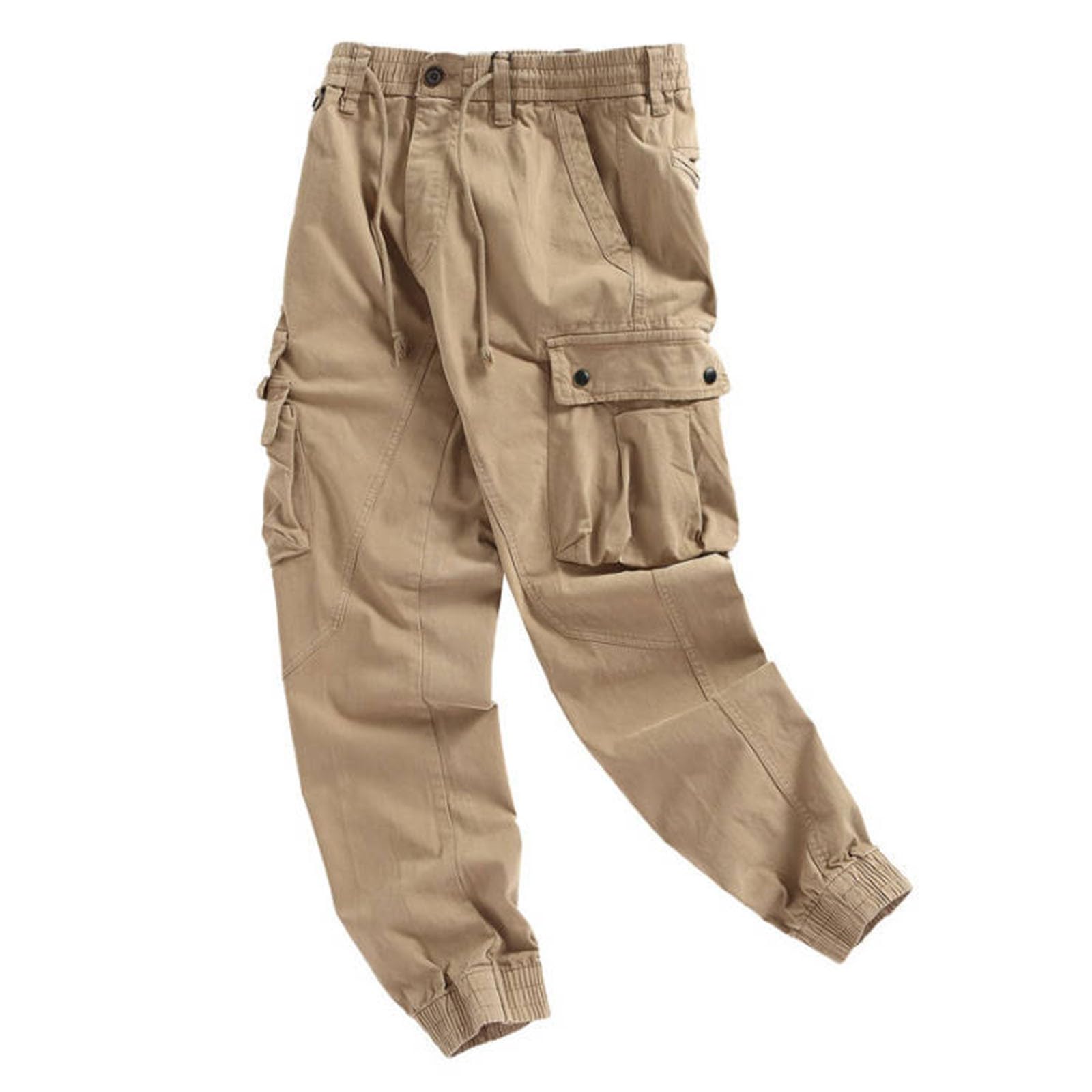 Pantaloni Cargo Casual, alla Moda, in Tinta Unita, con Tasche, da Indossare