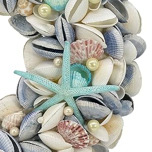 Galtinternational18nauticalseashellwreathbluecoastalbeachfloralhomedecorindooroutdoorrealstarfishpearlseashells Urban Country Home Decor Galt international 18 nautical seashell wreath blue coastal beach floral home decor indoor outdoor real starfish pearl seashells urban country home decor