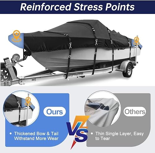 Miniatura 4 de Cubierta de lancha de grado marino 900D resistente a la decoloración y al desgarro, resistente al agua y a prueba de rayos UV, accesorios de metal