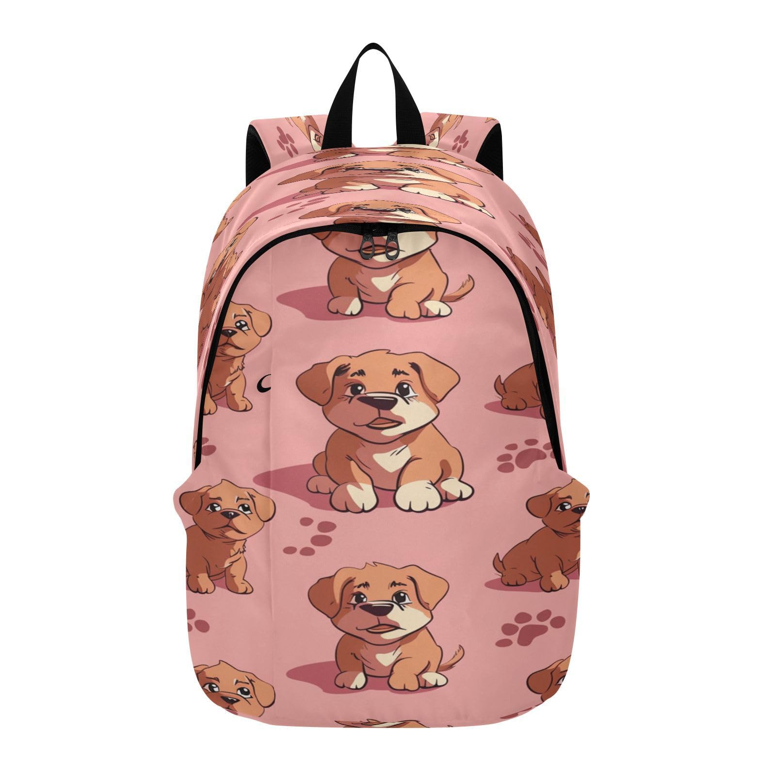 Sac à dos portable imprimé chiots patte rose léger et imperméable - 8