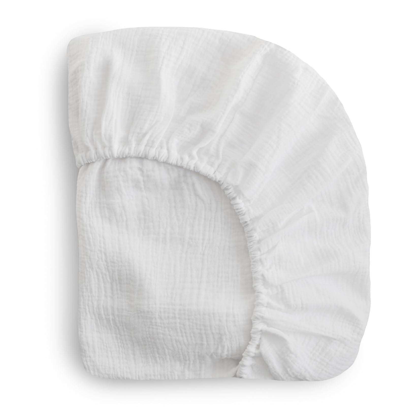 mushie Extra Soft Muslin Fitted Crib Sheet | 192 Thread Count | 28"x 52" (White)