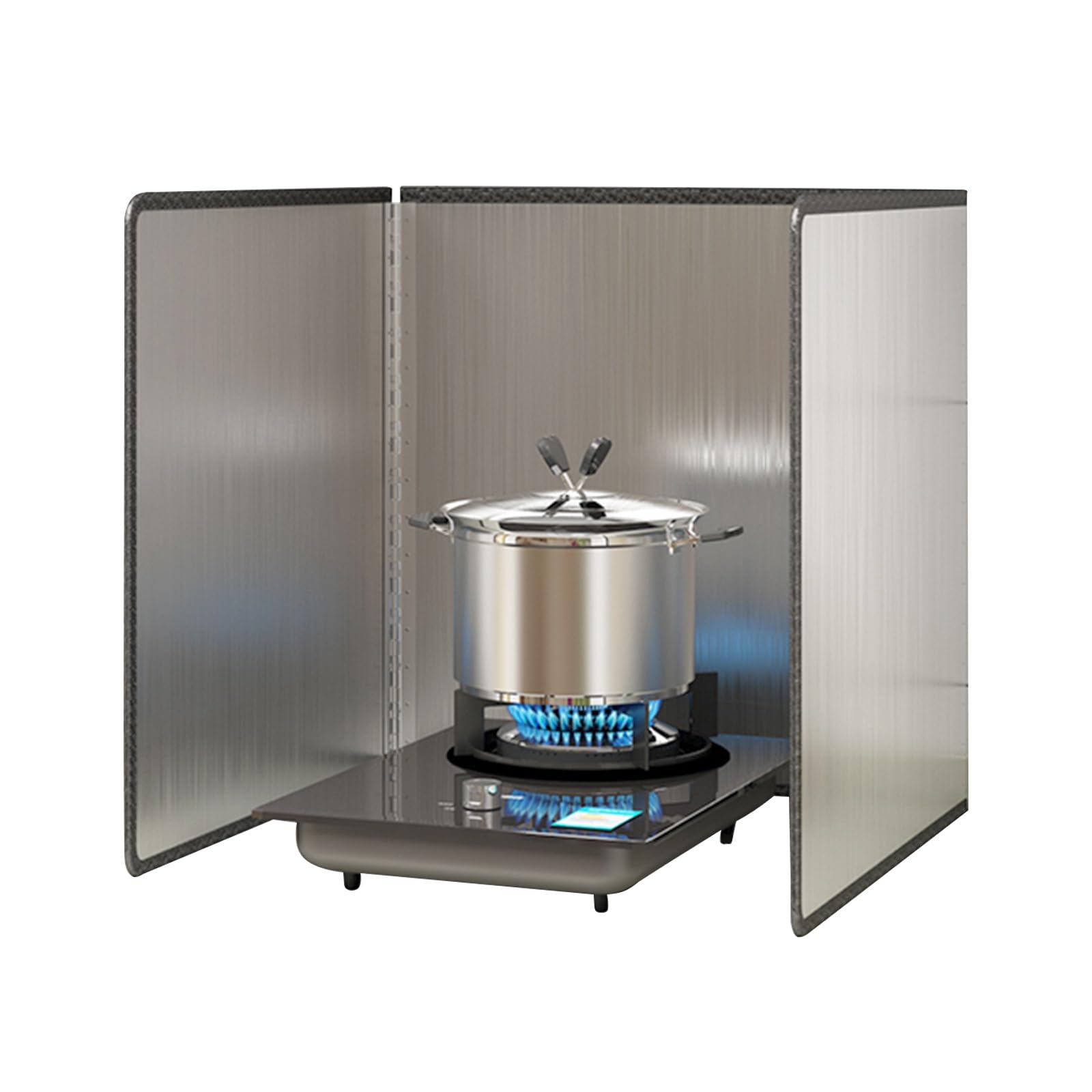 EAmrfvqt Stainless Steel Foldable Splash, Stainless Steel 4 Sided Foldable Splatter Guard Stove Oil Splash Shield Silver Multisize(45x45x45cm)