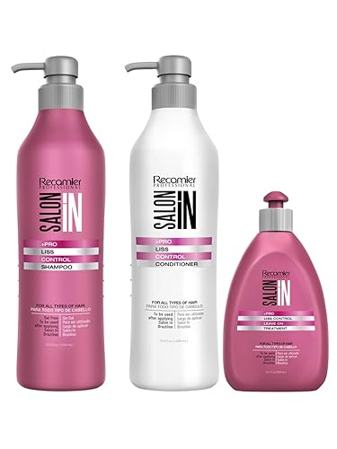 Salon In Recamier +Pro Liss Control Hair Kit | Champú antiencrespamiento, acondicionador y tratamiento sin enjuague | Sistema de alisado profesional