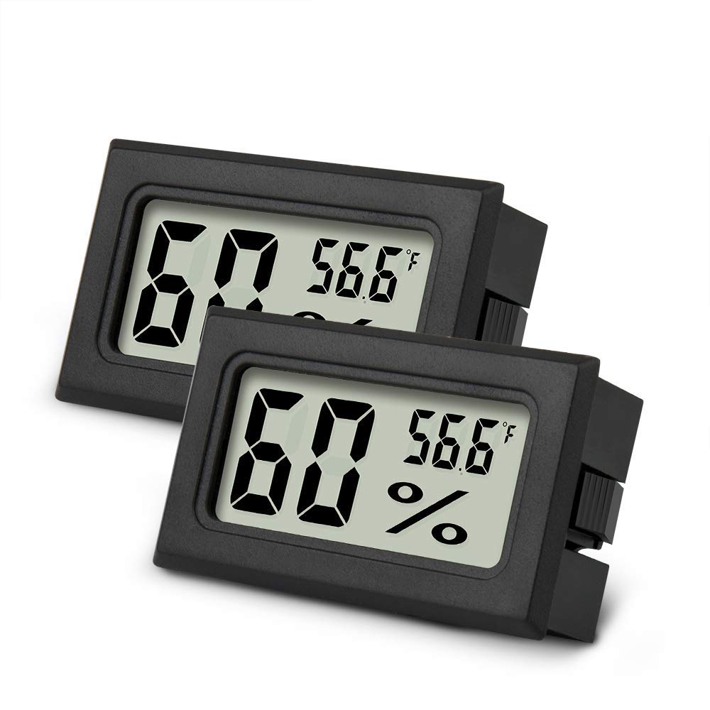 2-Pack Mini Digital Thermometer Hygrometer Indoor Temperature Humidity Gauge Meter Sensor with Fahrenheit Display for Greenhouse Humidor Closet Cellar Fridge and Garden Monitoring