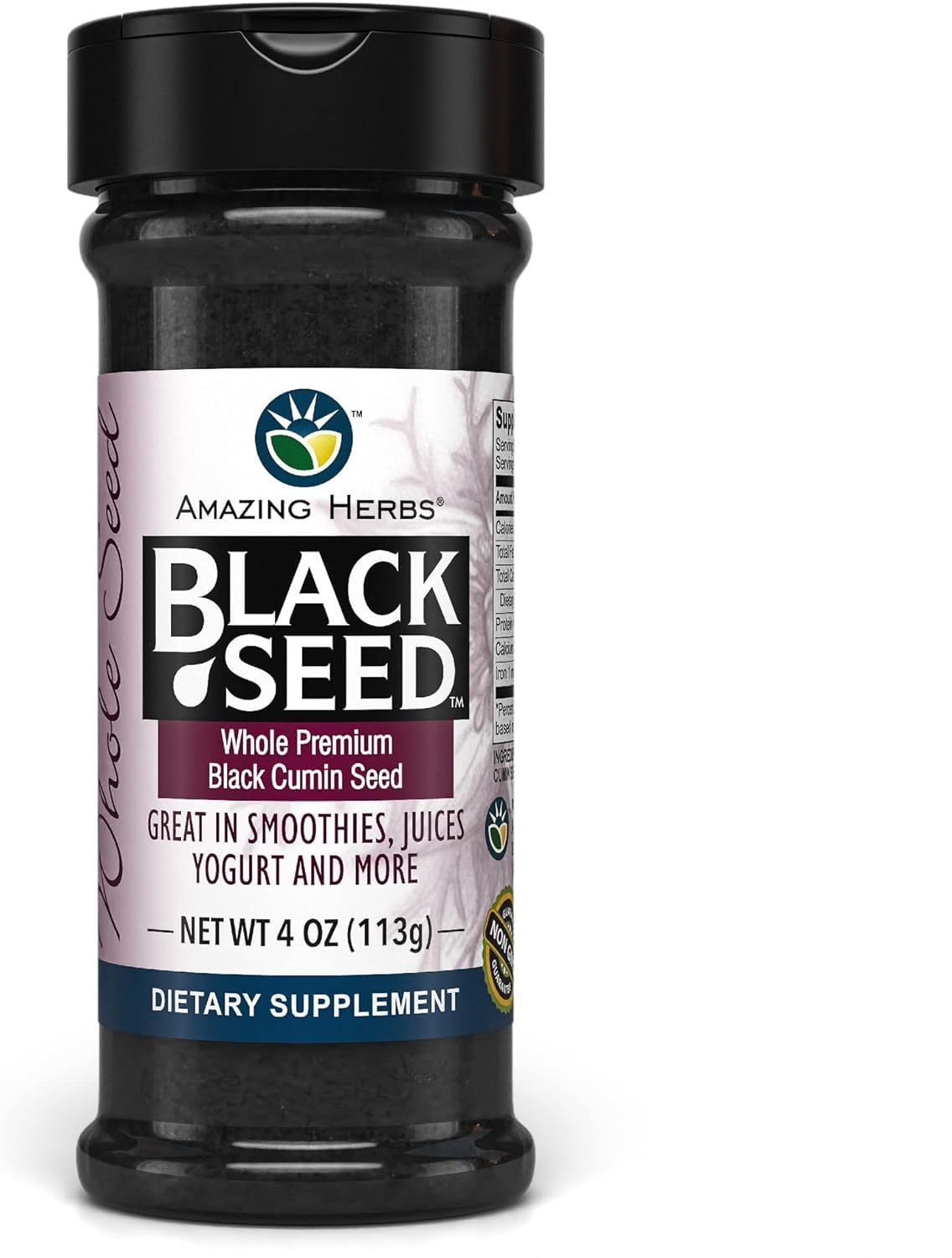 Amazing Herbs Whole Premium Black Seed Nigella Sativa - 3 oz Bottle Nigella 4 Ounce (Pack of 1)