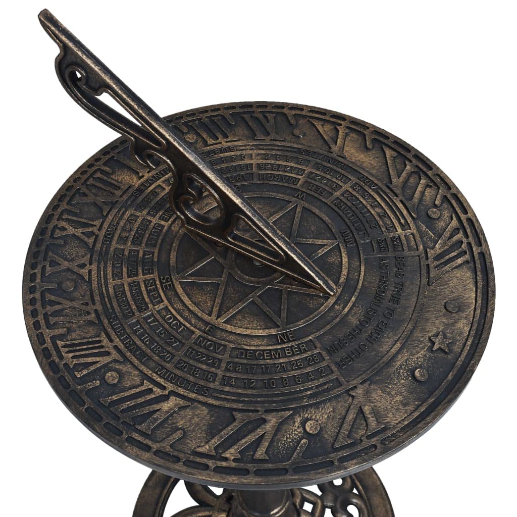 Gecheer Sonnenuhr Bronze 35,5 x 82 cm Kunststoff Standsonnenuhr Gartenuhr Gartendeko Gartendekoration Balkon Terrasse Bronze