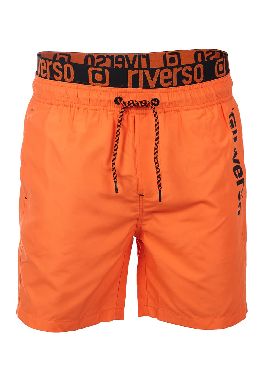 riverso RIVBobby Bañador para hombre, pantalón corto para verano para deporte y playa, con cordón, 100 % poliéster, negro, verde, naranja, rojo, S, M, L, XL, XXL, 3XL, 4XL, 5XL