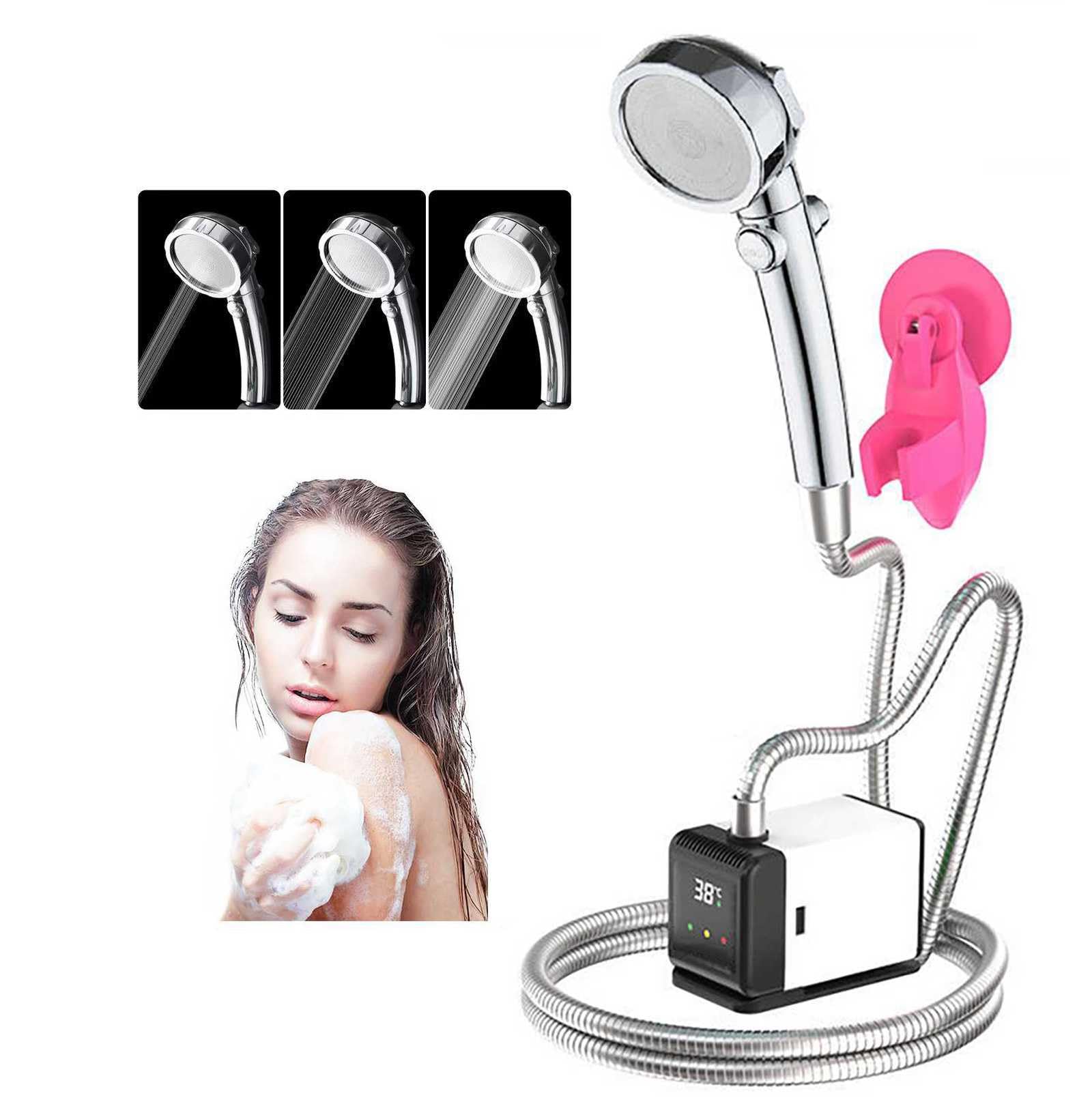 Camping Douche,éLectrique Chauffant Douche Portable Rechargeable USB Peut êTre Baigné 1h Pompe De Douche TempéRature Intelligente, pour La Plage, Le Jardin Le Dehors
