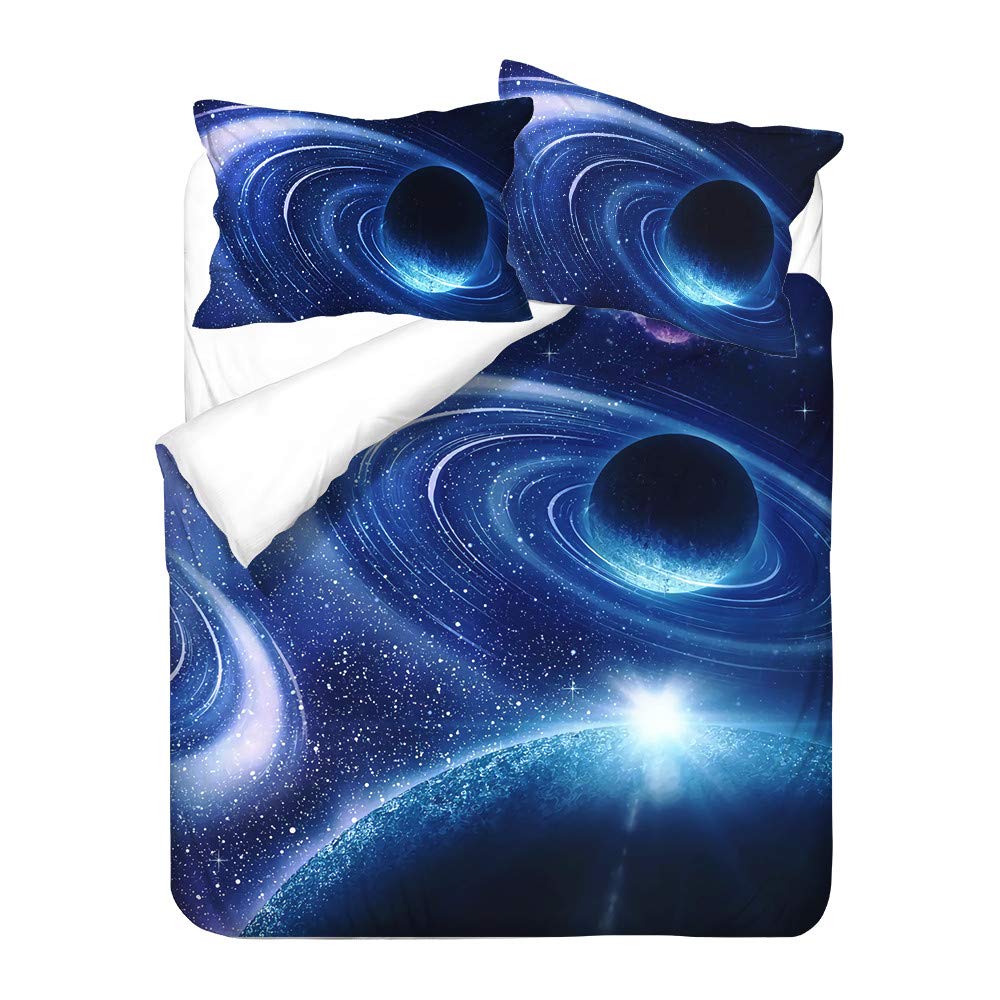 Parure de lit enfant espace bleu blanc noir pour chambre de garçon ou fille