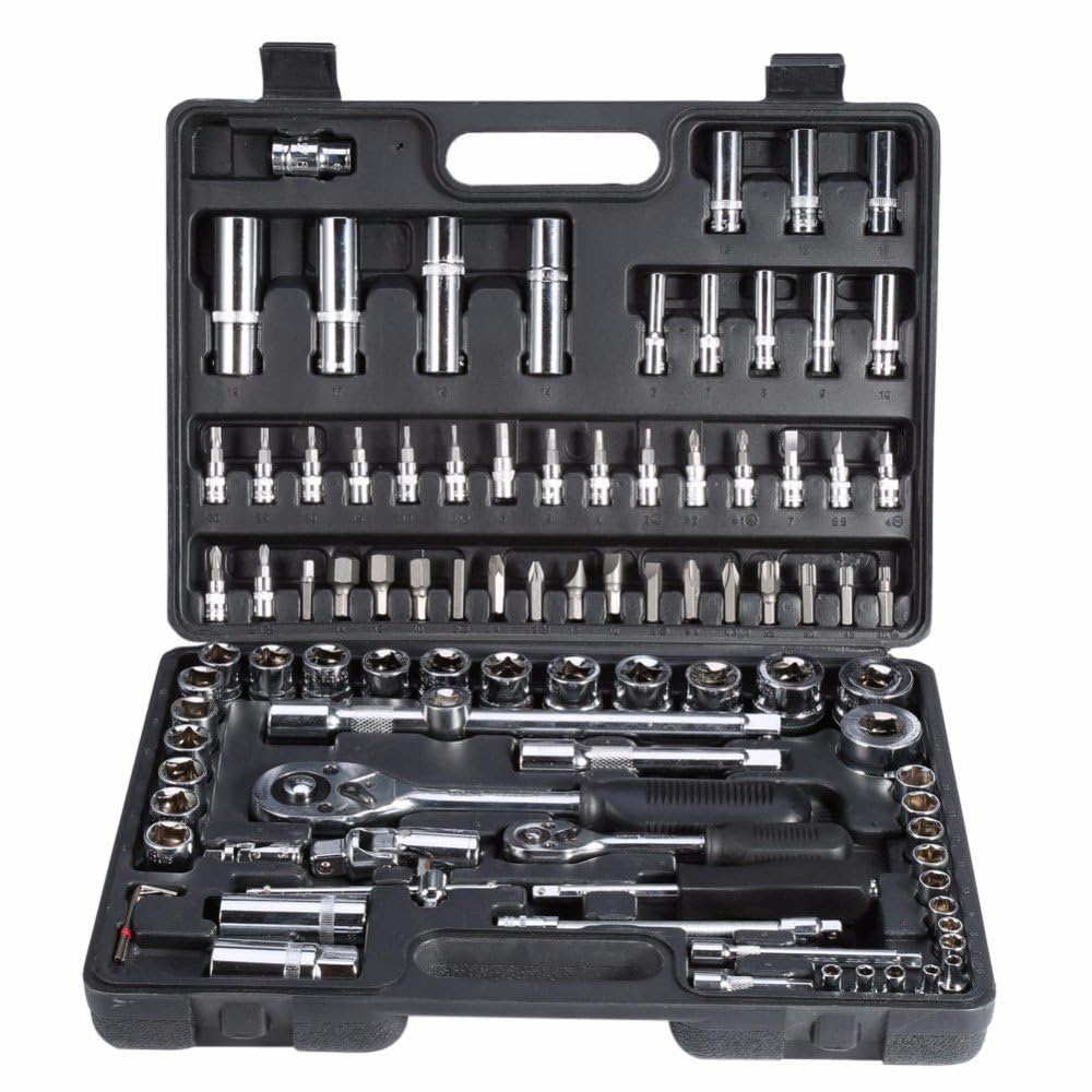 VENEKETY S94 Stainless Steel Tool Kit of Socket Set, 1/4" and 1/2" Ratchet Handle Wrench, Screwdriver and Torx Bits, 94 Piece, Blue (B0D1KPJ5MX) Amazon Price History, Amazon Price Tracker