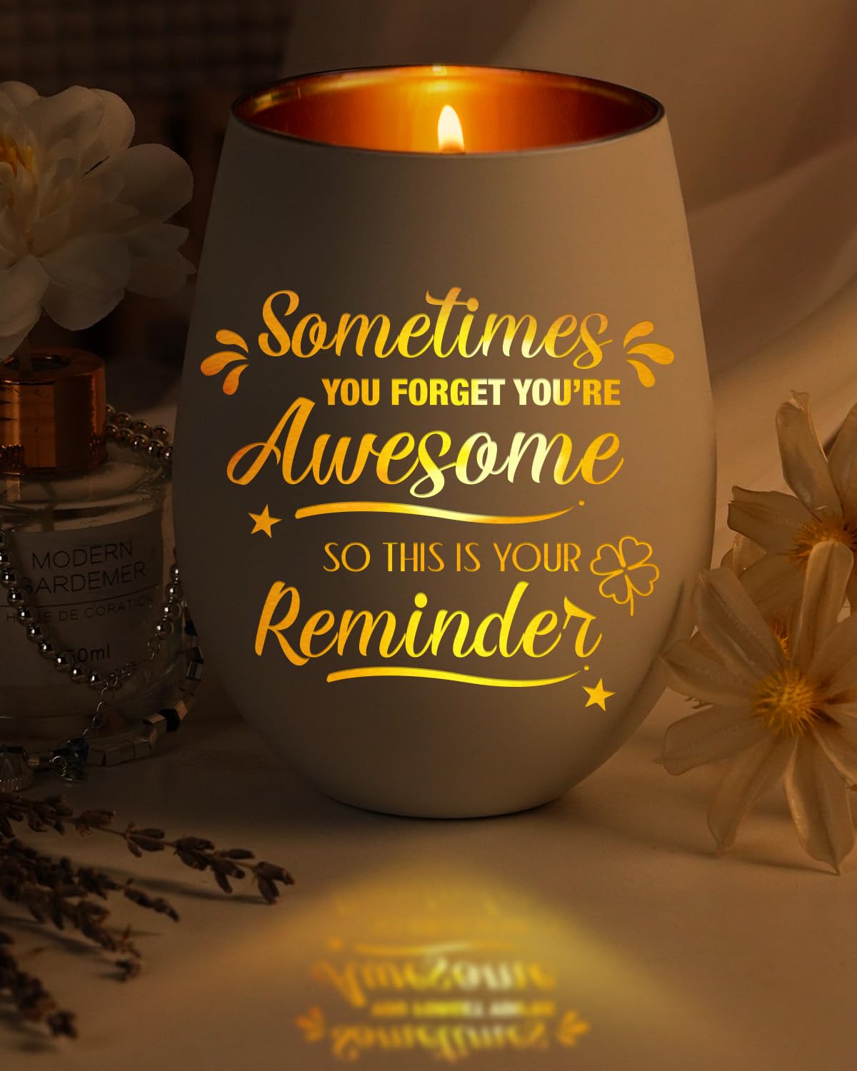 Photophore En Verre Gravé En Allemand - Cadeau Pour Maman, Grand-mère, Amie - Avec Bougies Parfumées