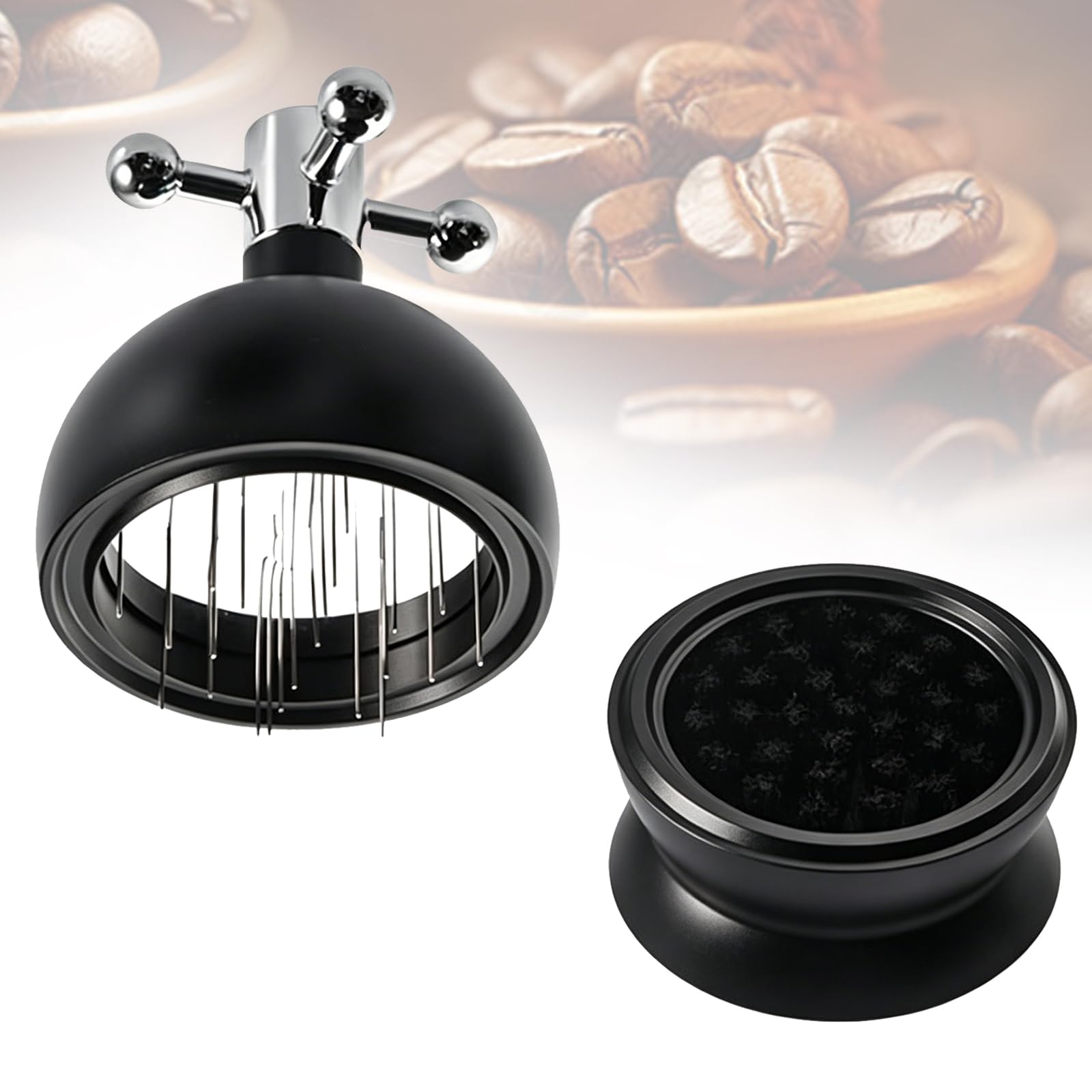 VILA SMO 51/53/58mm Coffee Tamper Needle Universal Stainless Steel Coffee Powder Stirrer With Base, Aluminum Alloy Construction, With Rotating Handle, Anti-splash Design, Suitable For 51MM