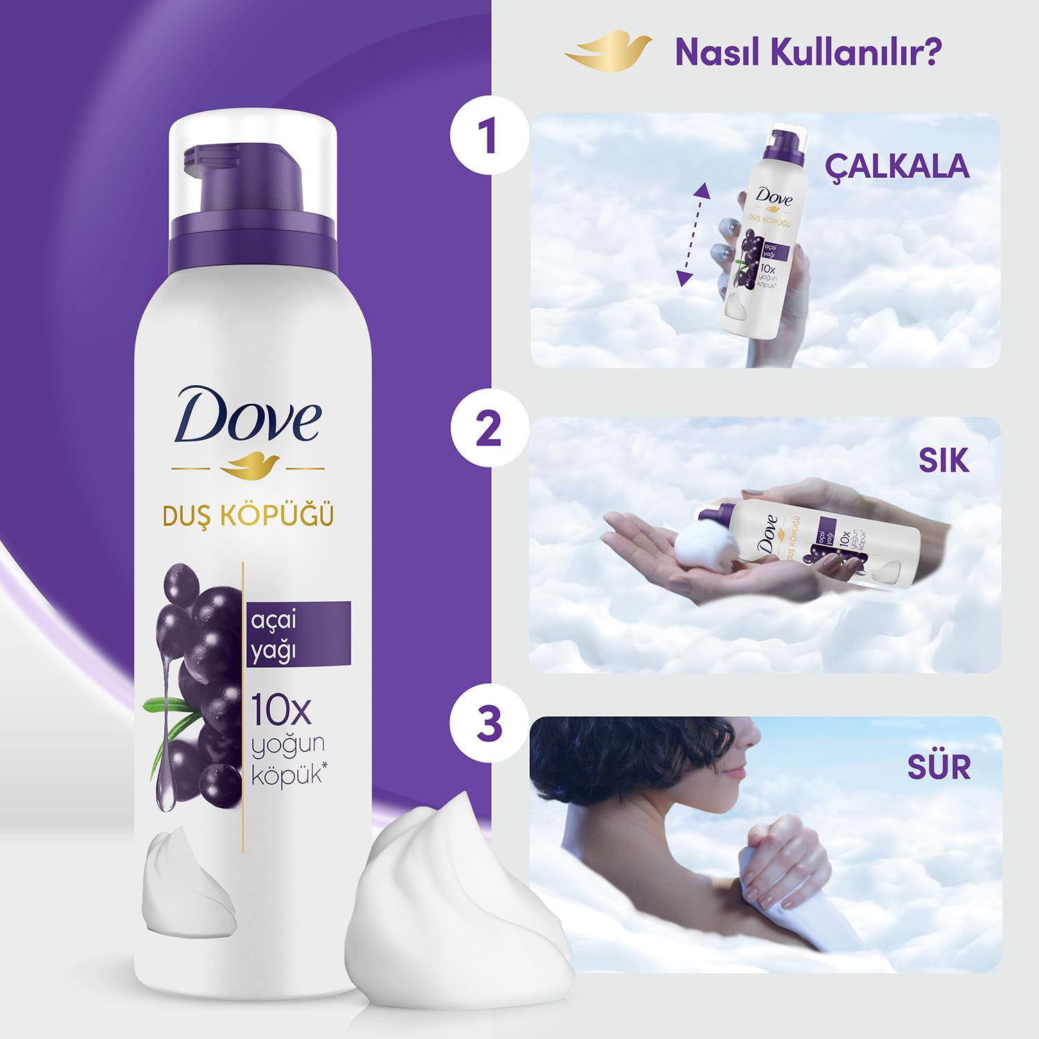 Dove Duş Köpüğü Açai Yağı Yoğun Köpük 200 ml