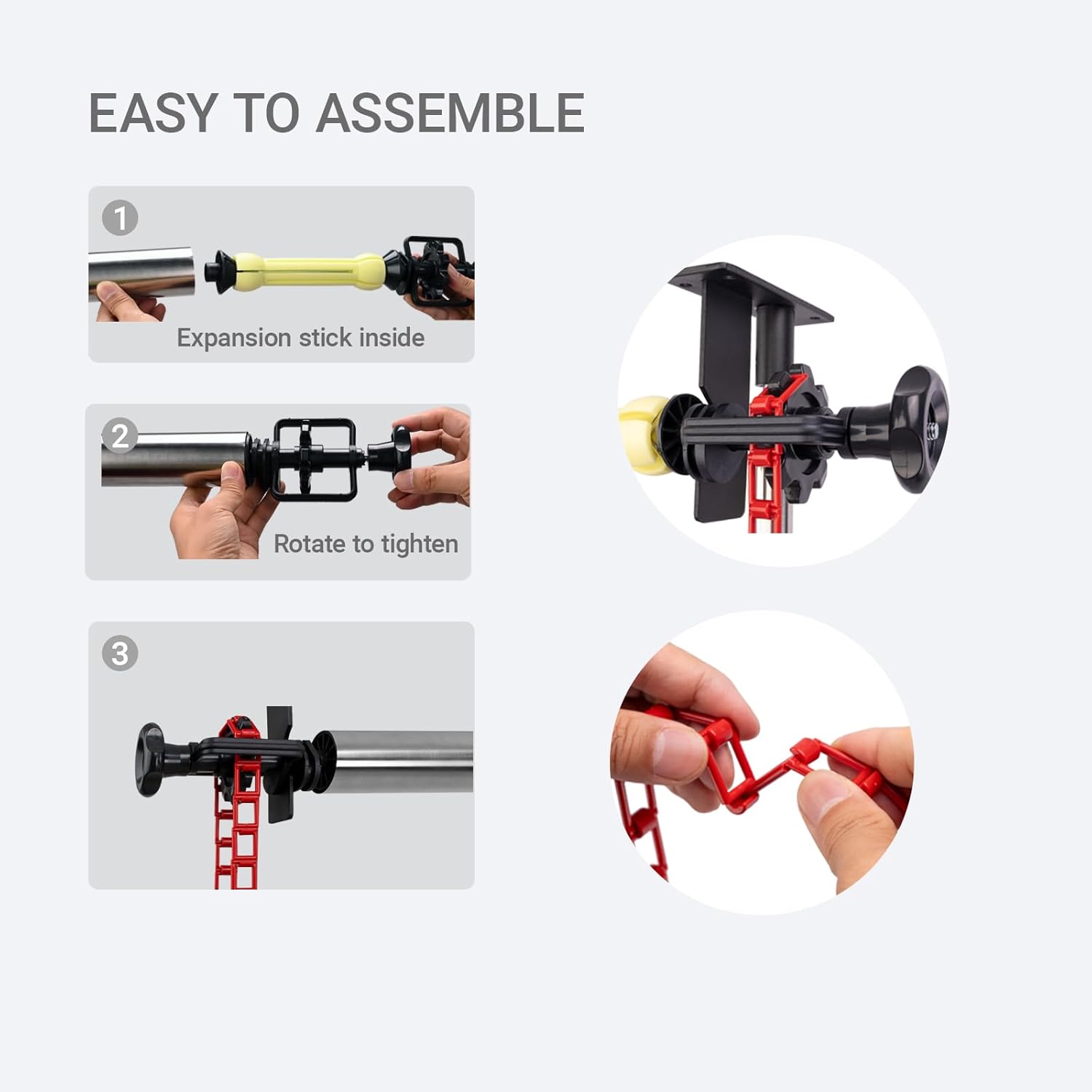 Photography Backdrop Roller Support System, 1 Roller with Plastic Chain, 120-inch Stainless Steel Crossbar
