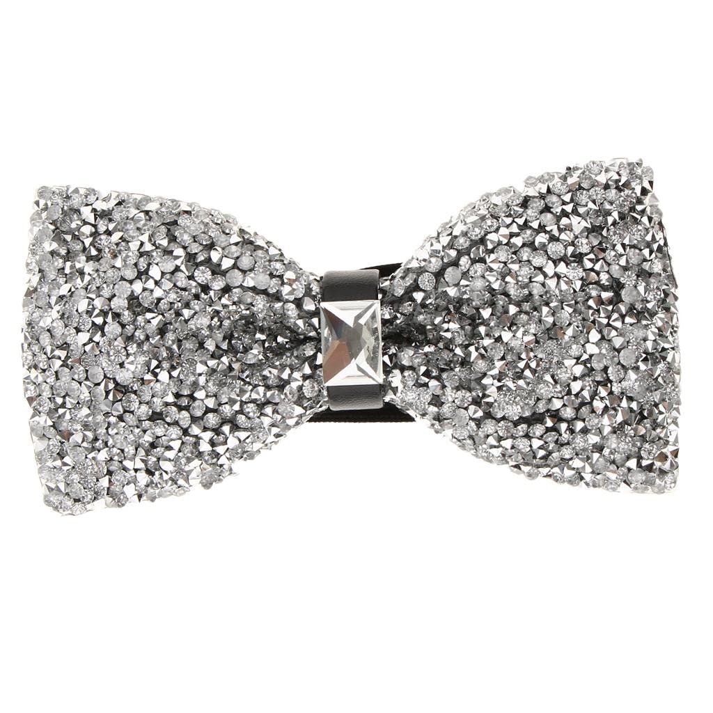 calandis CALANDIS™ Fashion Men Rhinestone Bow Tie Party Banquet Bowtie Wedding Accessories Silver | Ties | Mens Accessories-picture-15
