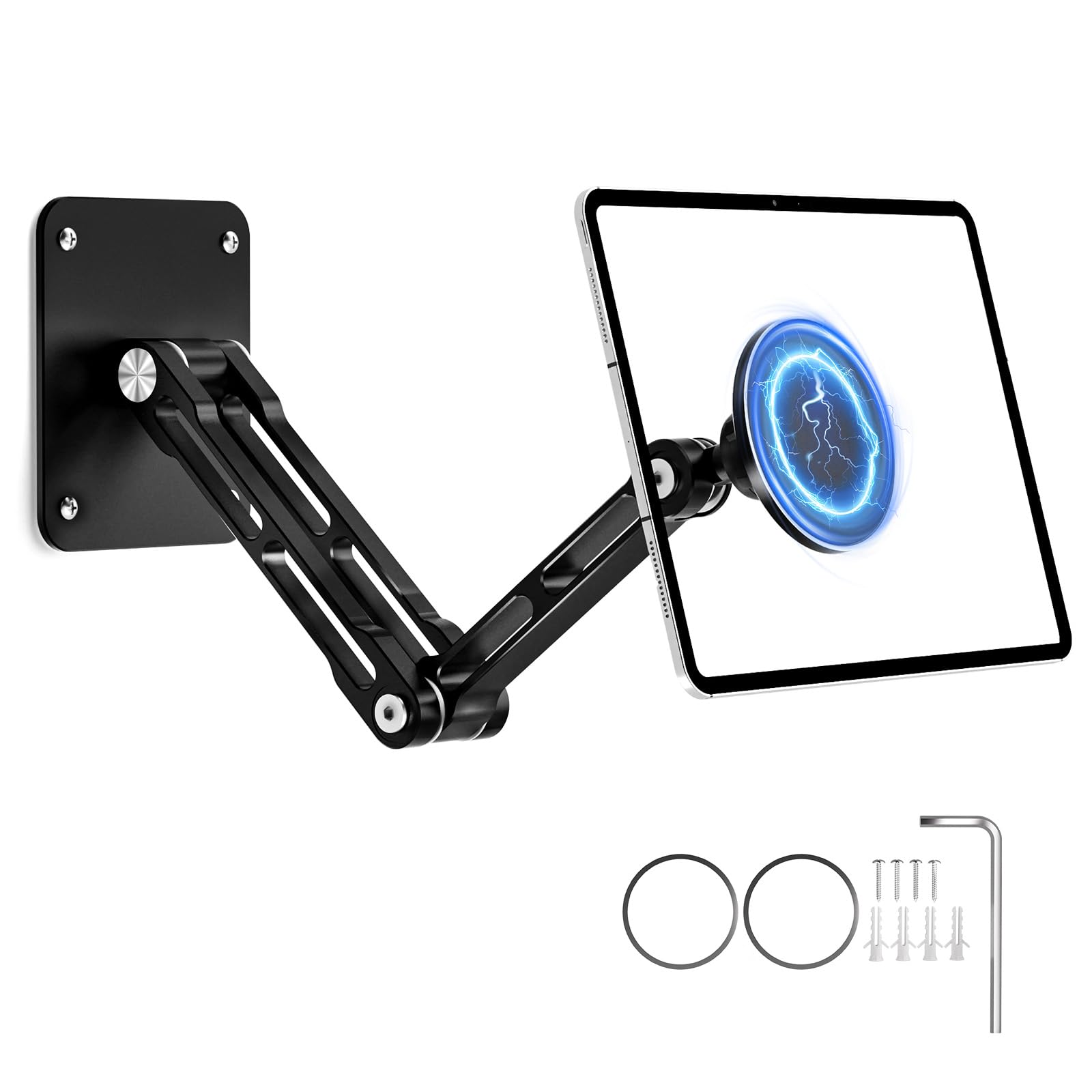 Tablet Supporto Magnetico da Parete 360° Girevole in Alluminio per Smartphone, Laptop, E-reader