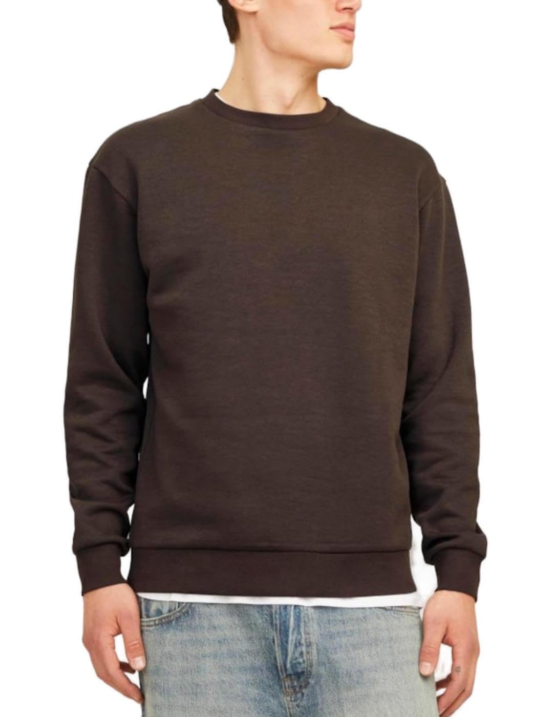 JACK & JONES Men's Jjebradley Sweat Crew Noos Sweatshirt, Mulch, M