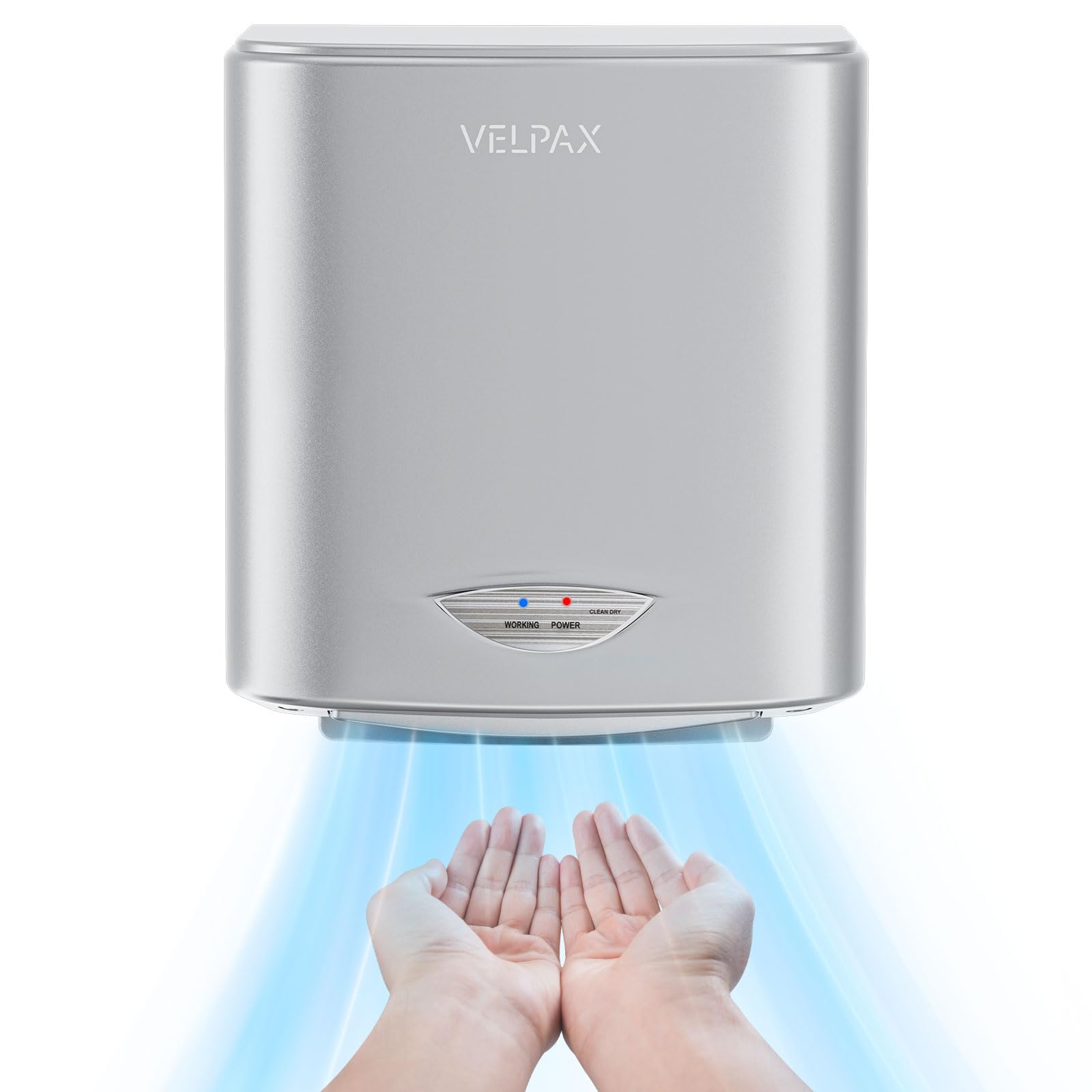 VELPAX Secador de Manos,1400w secador de Manos eléctrico de Ahorro de energía de Alta Velocidad automático, 5-7 Segundos de Secado para secar para baños, cocinas aseos