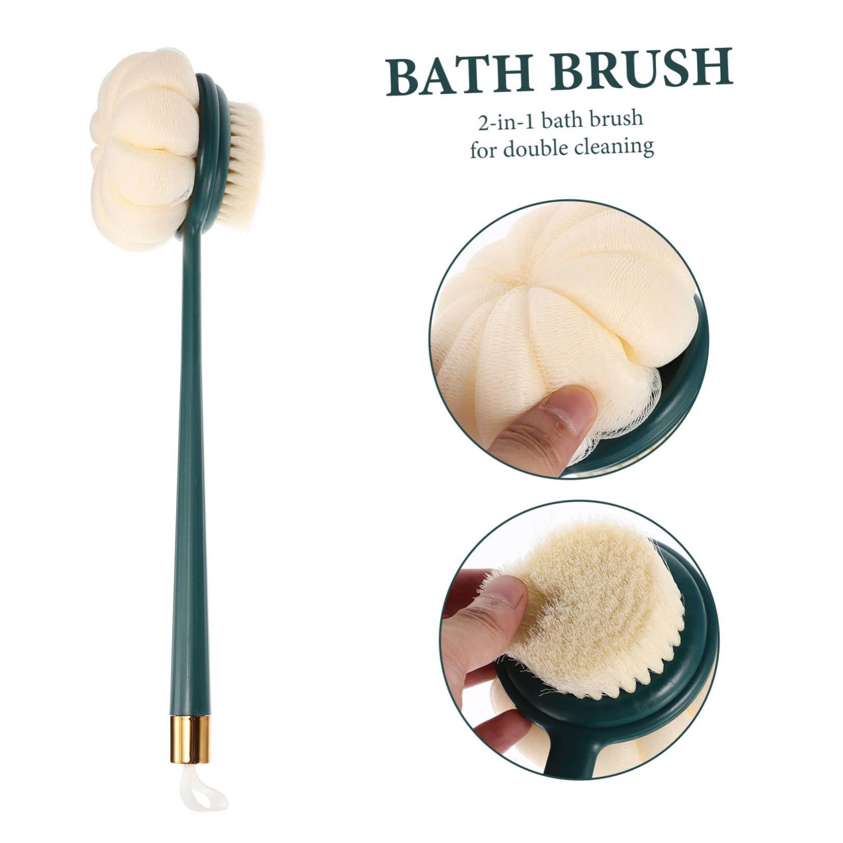 LALAFINA 2 Pz Spazzola da Bagno a Manico Lungo Spazzola Corpo con Setole e Luffa Fare La Luffa su Un Rete da Bagno Scrubber Spazzole da Bagno Maglia PE Fiore da Bagno
