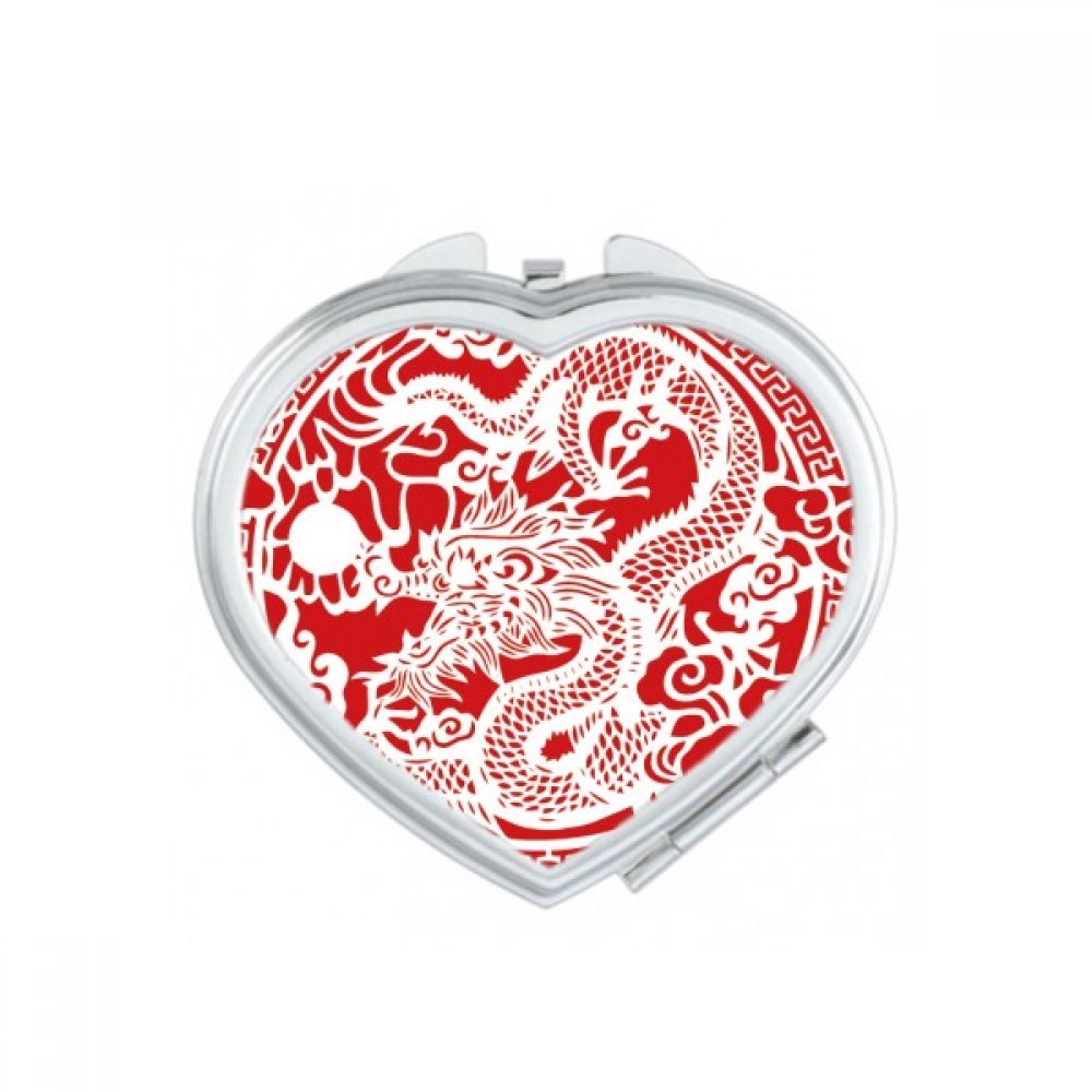 Miroir maquillage compact dragon rouge, accessoire main haut de gamme