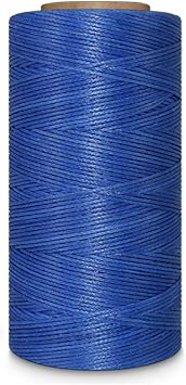 Leather Sewing Thread Stitching String - DIY Craft Flat Waxed Cord 284 Yards Blue