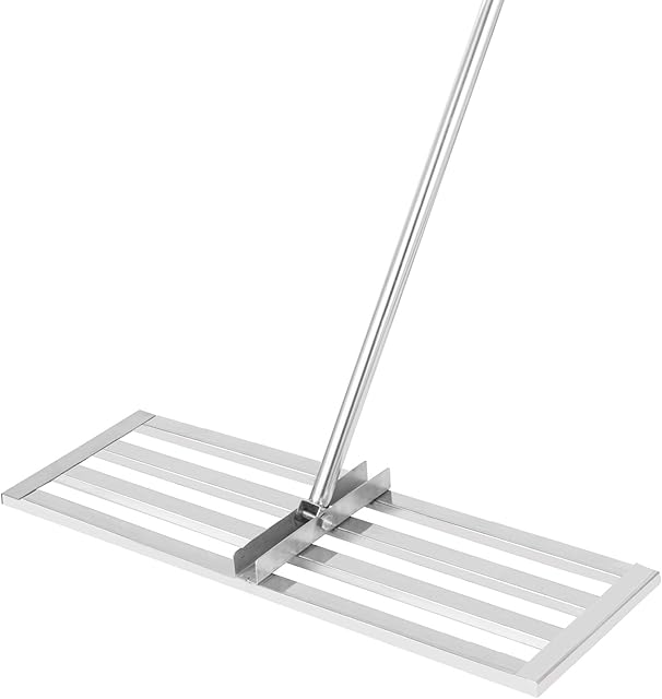 VEVOR Lawn Leveler Tool 30 x 10 in, 6.5FT Lawn Leveling Rake with 77 in Long Handle, Soil Leveling Tool Stainless Steel, Leveling Soil Dirt or Sand Ground Surface for Yard Garden Ground and Golf Lawn