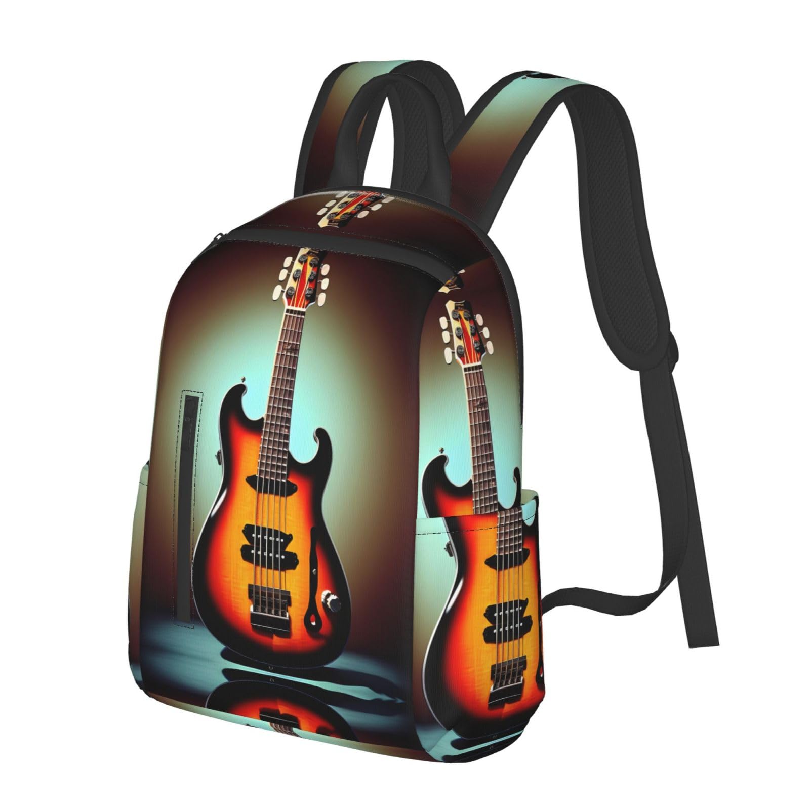 DRTGEDS Guitar Bass Music Musical Instrument Backpacks Lightweight Bookbag With 1 Main Compartment, Front Utility Pocket With Built