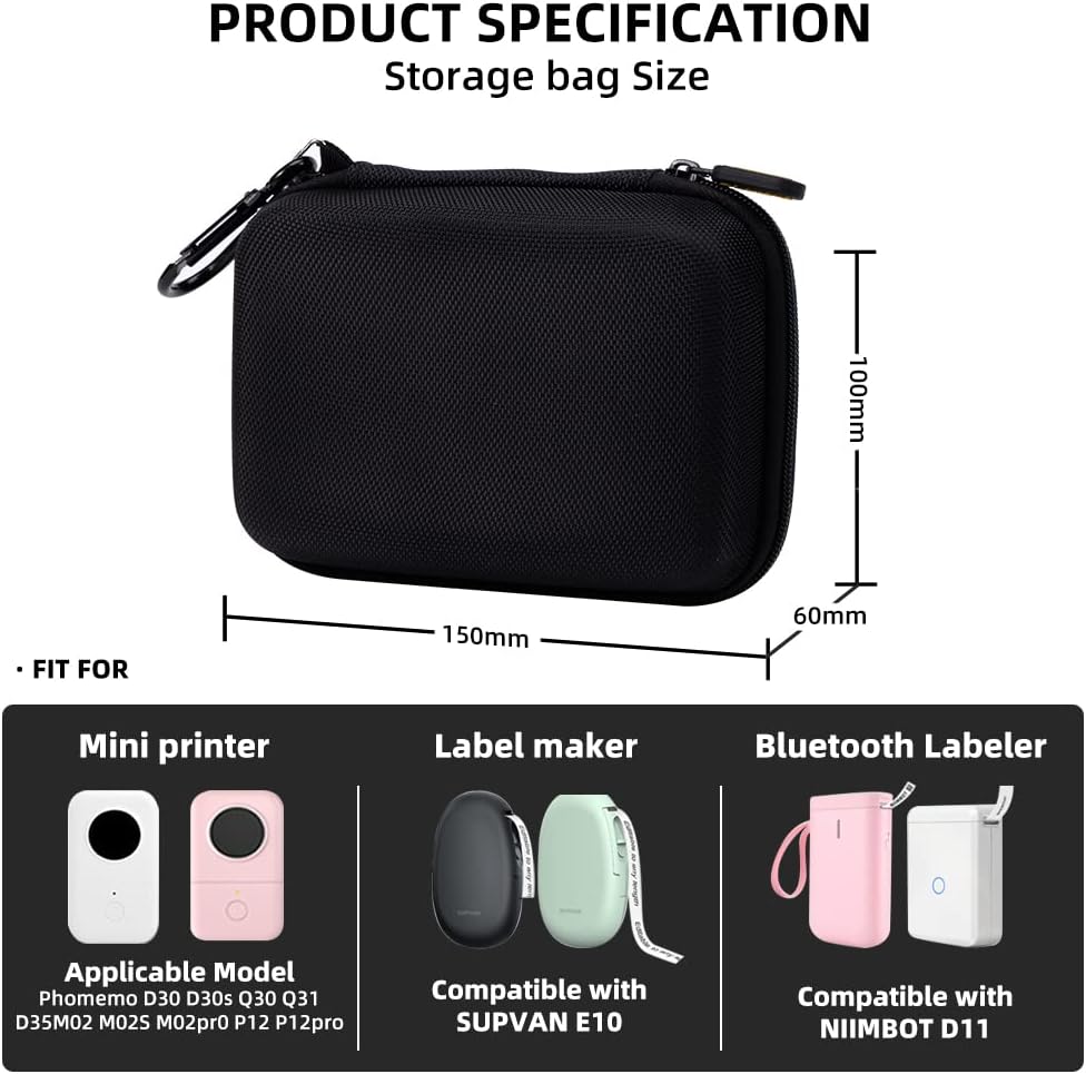 Phomemo D30 Label Maker Machine with case and 4 Rolls Label Tape, Portable Bluetooth Label Printer, Small Smart Phone Handheld Sticker Mini Labeler Multiple Templates Font Icon Easy to Use
