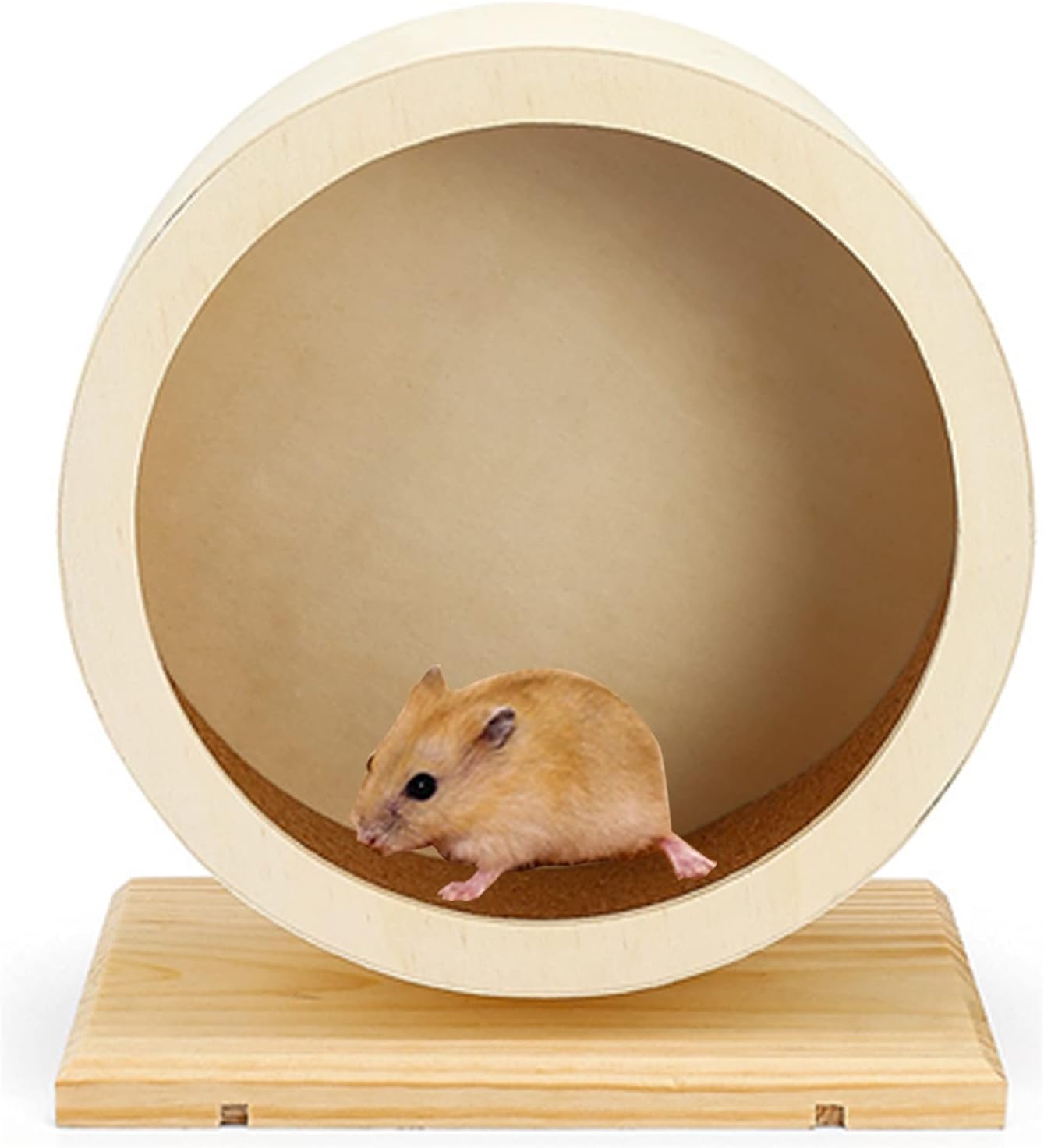 Hamster Natural Wooden Wheel, Small Animal Toys Wooden Exercise Balls, Silent Cork Mat Pet Running Spinner Roller for Guinea Pig Hamster…