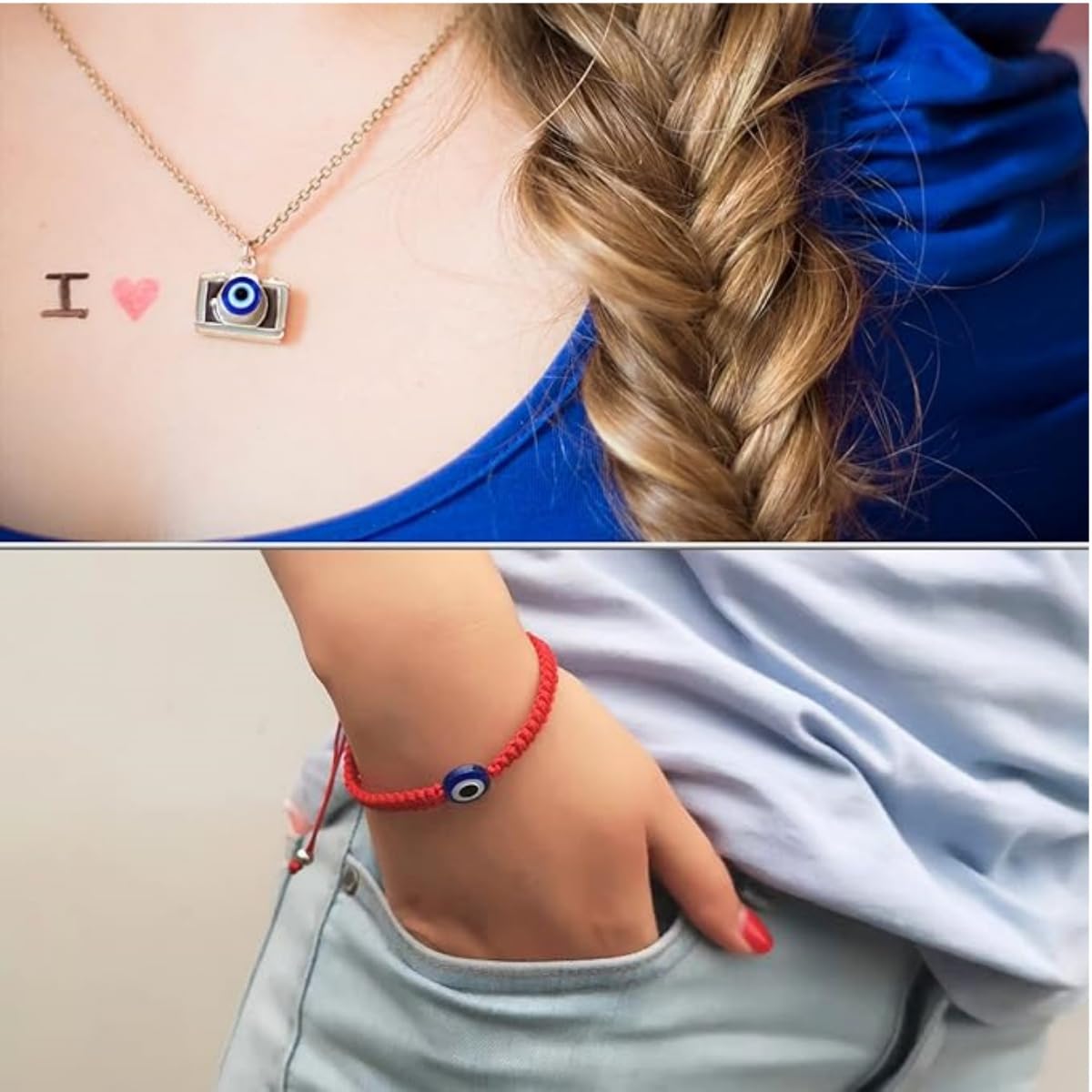Koraliki ze złym okiem, 100 szt. Koraliki ze złym okiem, 6 x 8 mm, zawieszki zawieszki koraliki na szczęście niebieskie tureckie oczy złe oko do rzemiosła DIY