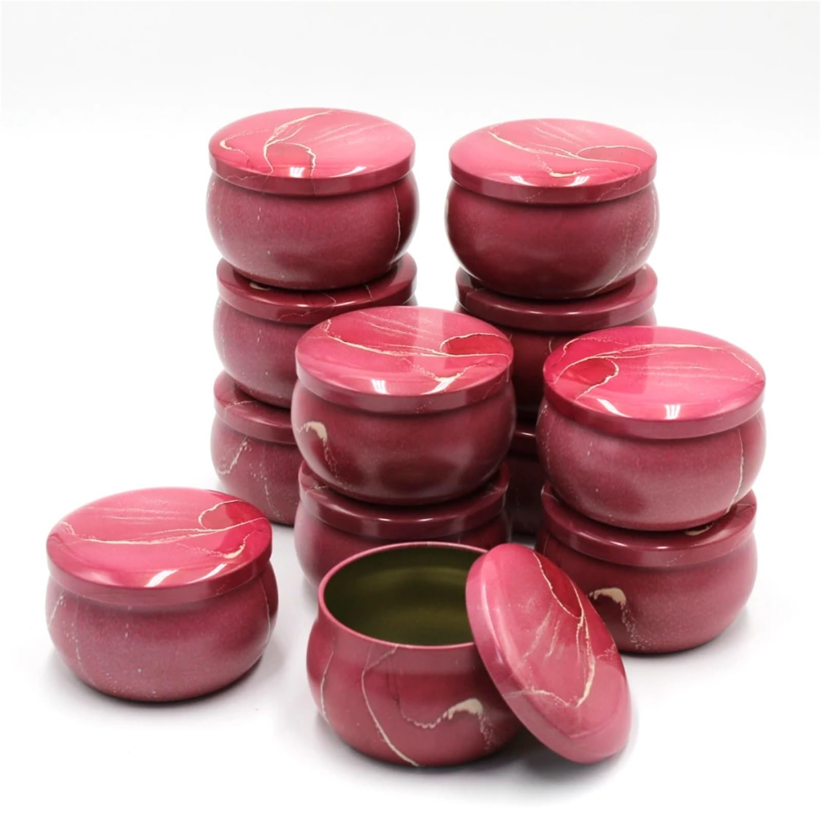 Xinglongs Candle Tin 18pcs 4oz Empty Candle Tin Jars DIY Candle Making Kit Holder Storage Case for Dry Spices Sweets(Red)
