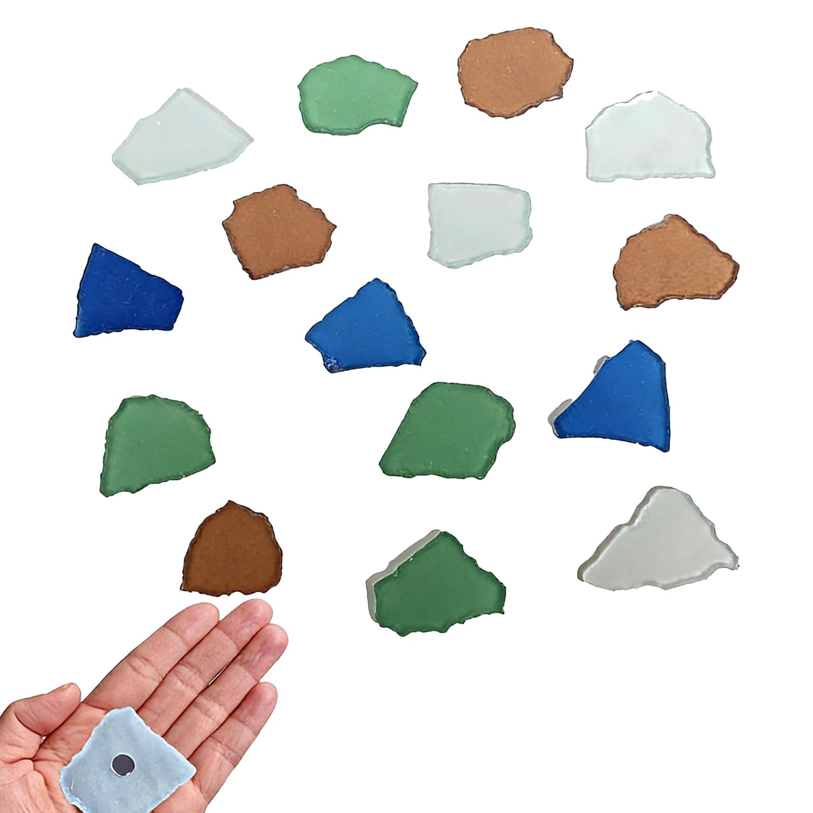 15Pcs Coastal Theme Irregular Sea Glass Refrigerator Magnets Ornaments for Whiteboards Kitchen Offices School Decorative Fridge Magnets