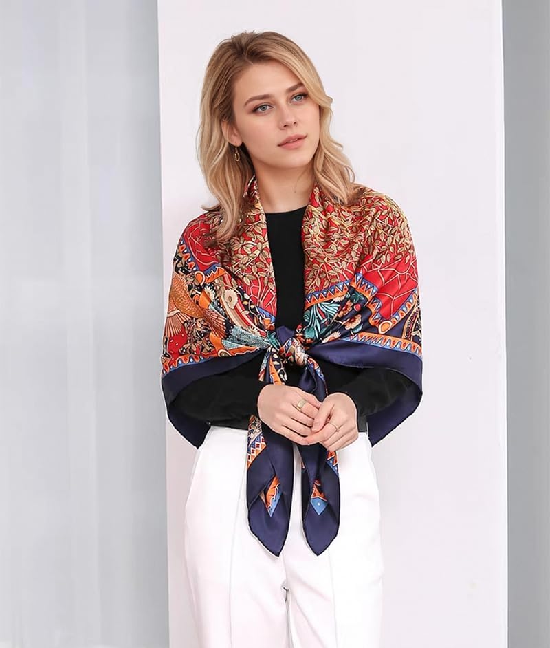 ANDANTINO 100% Silk Scarf 43" Large Square Lightweight Headscarf& Shawl–Women Hair Wraps-With Gift Packed - Image 5