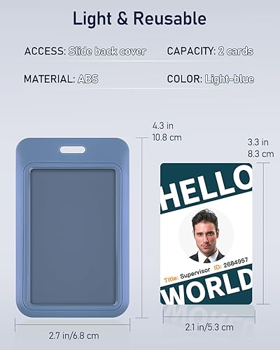 Miniatura 7 de Uniclife Paquete de 3 portatarjetas de identificación deslizantes verticales de plástico duro con ventana transparente, protector de tarjetas azul