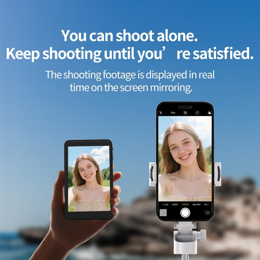 Vlog Selfie Monitor Screen for iPhone & Android, Desiontal Phone Vlog Selfie Monitor Screen with Screen Rotation & Wide Screen Mode, Using Phone Rear Camera for YouTube Live Stream for TikTok