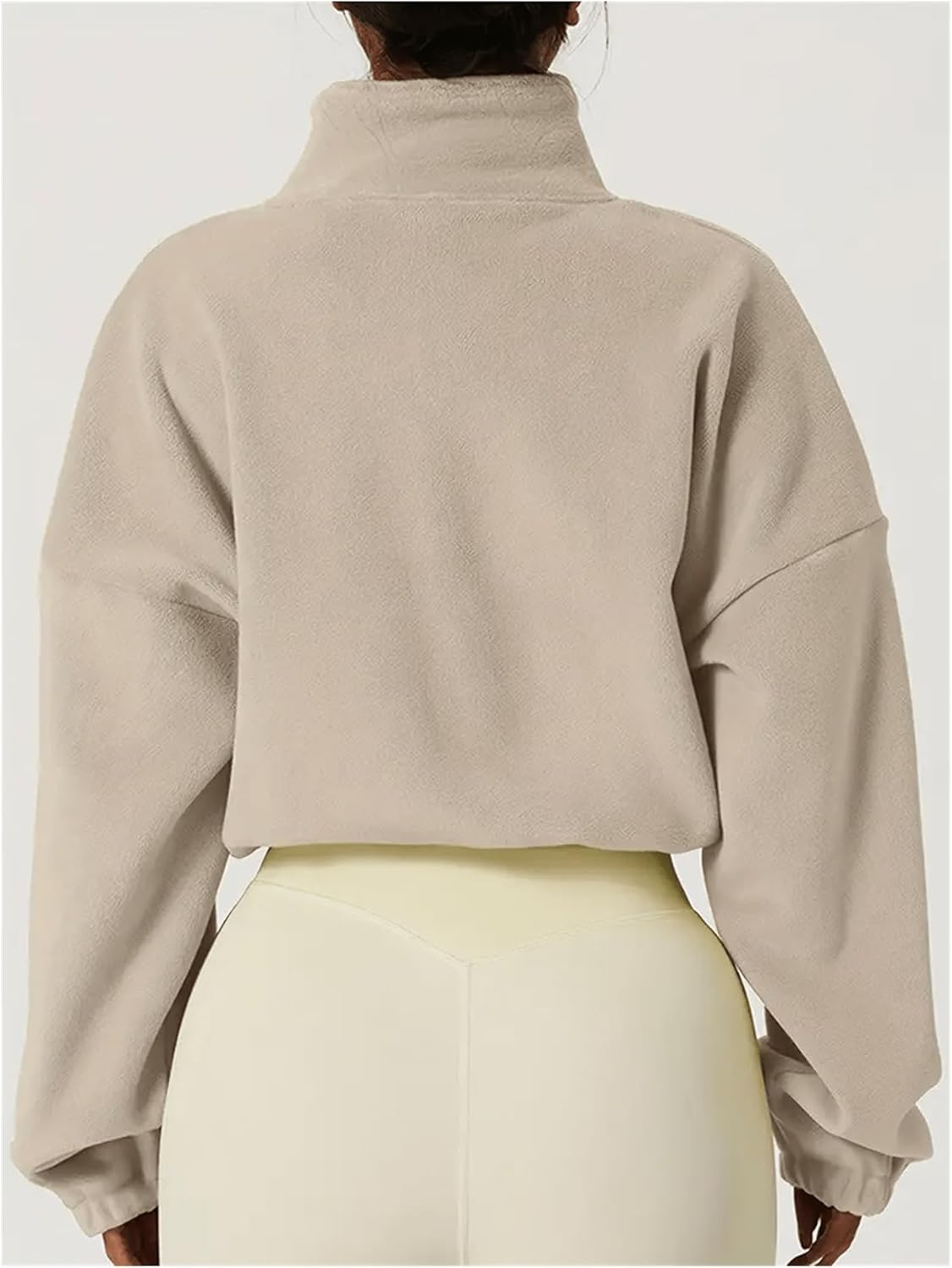 GORGLITTER Women's Zip Up Oversized Cropped Sweatshirt Fleece Long Sleeve Zipper Workout Sweatshirt 2025 - Image 2