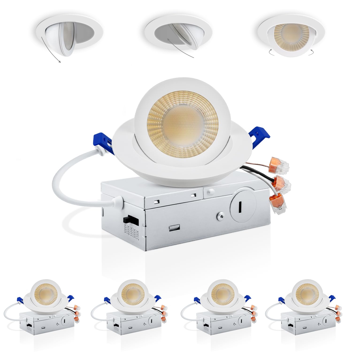 Photo 1 of Adetu 3 Inch Gimbal LED Recessed Light - 4 Pack