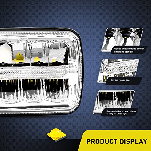 Nilight LED Headlights 7x6 5x7 45W Hi/Lo LED Sealed Beam Headlamp for Jeep Wrangler YJ Cherokee XJ Trucks 4X4 Offroad H6054 6053 6052 5054 Replacement, 2 Years Warranty (7x6 LED Headlights w/DRL) by Nilight - Image 2