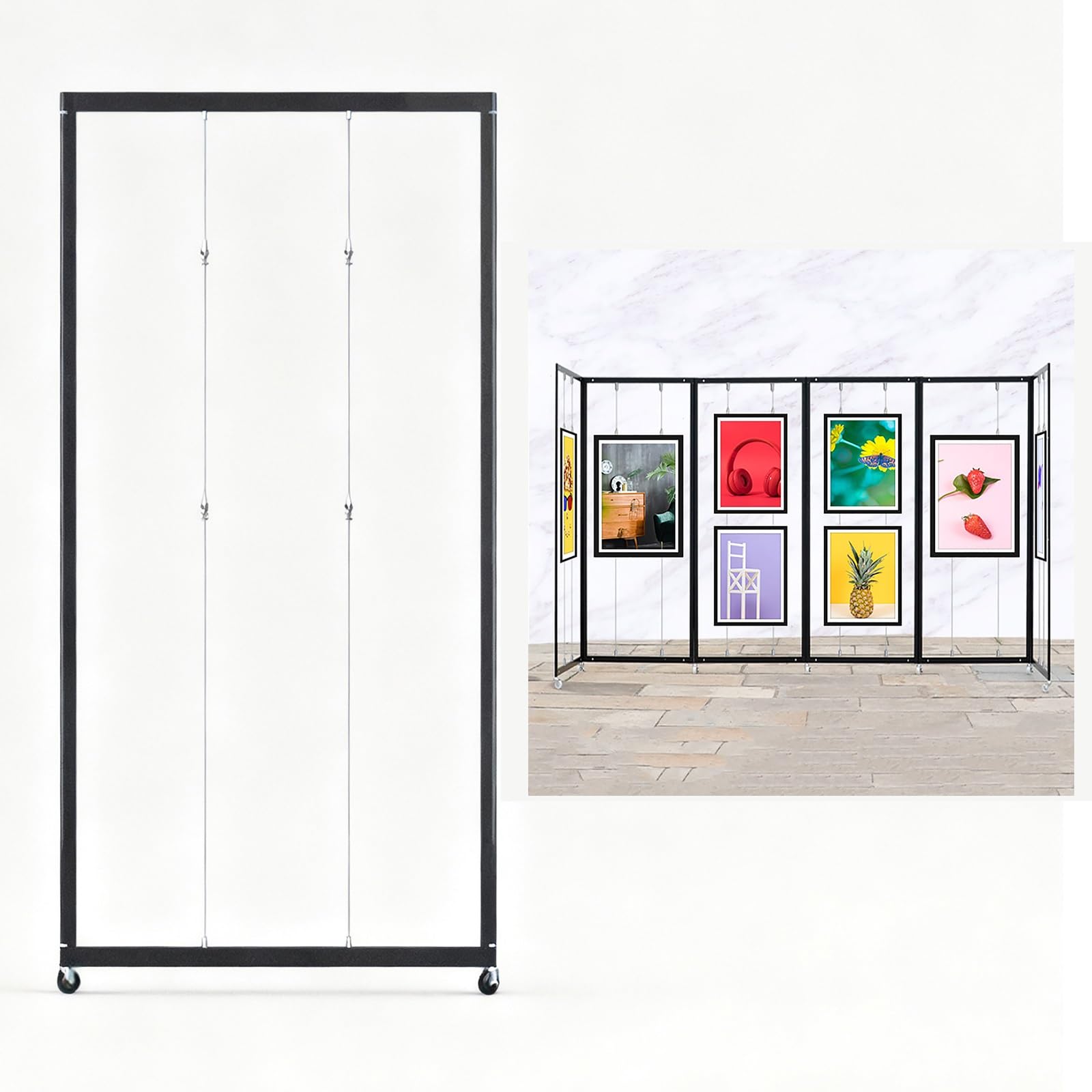 Soporte de exhibición portátil con ruedas de 100 x 220 cm, multifuncional, soporte para carteles, tablero de información, perfecto para eventos y presentaciones