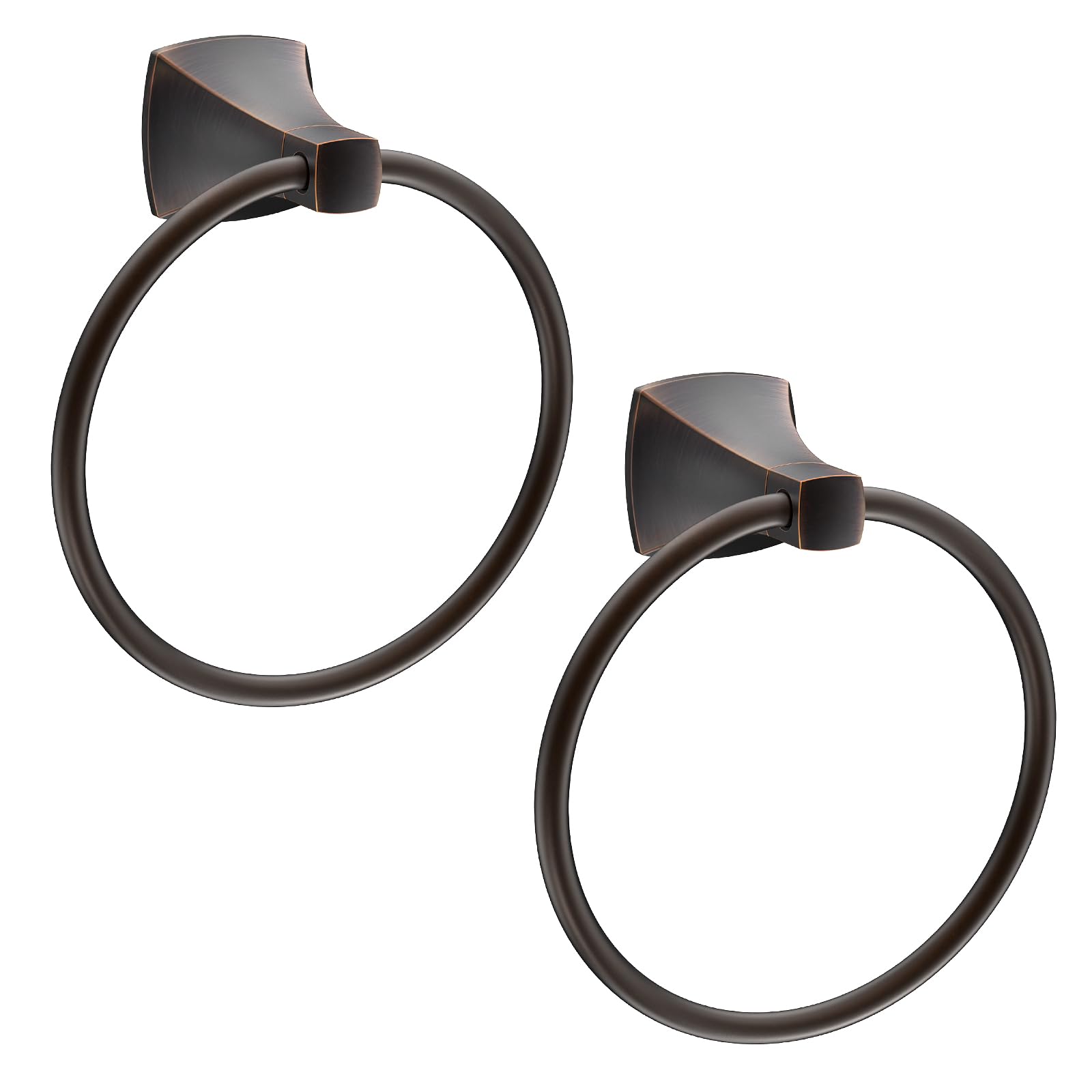 Hand Towel Holder for Bathroom Oil Rubbed Bronze Towel Ring Stainless Steel and Zinc Alloy Towel Hanger Wall Mount for Bath, Kitchen, 2 Pack