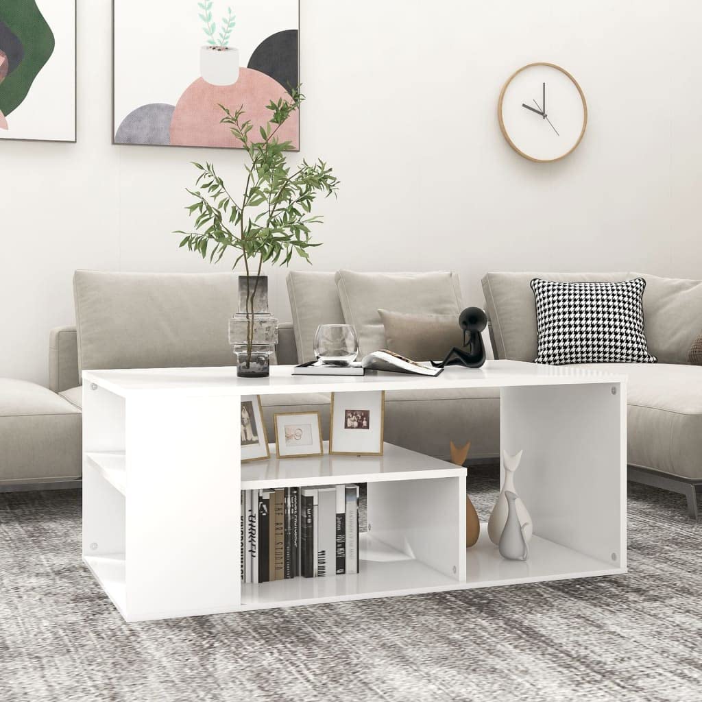Biały stolik kawowy 100 x 50 x 40 cm z płyty wiórowej, stolik kawowy do salonu, stoliki kawowe, do salonu dla przytulnej atmosfery