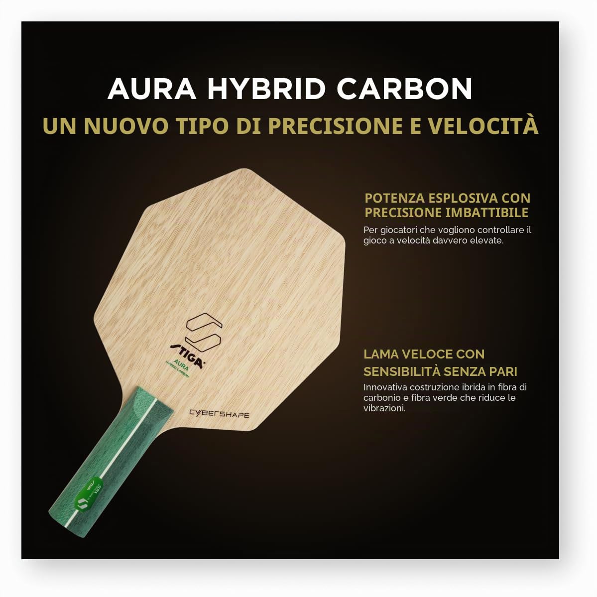 STIGA Aura Hybrid Carbon Pala Professionale per Ping Pong