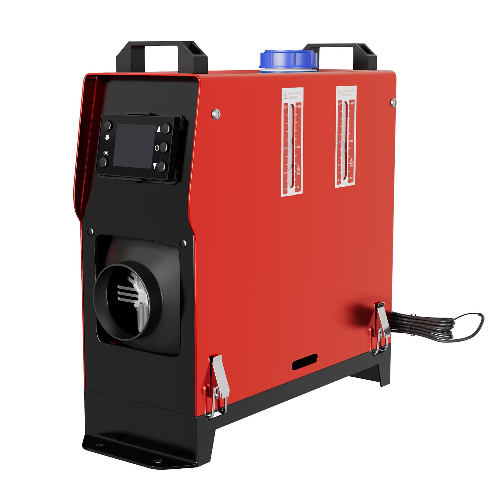HENGMEI Ogrzewanie postojowe na olej napędowy, 12 V, 8 kW, ogrzewanie powietrza z monitorem LCD, do samochodu, RV, łodzi, samochodów ciężarowych, czerwony (przycisk LCD)