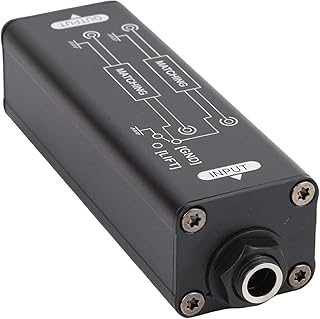 GOWENIC Sound Signal Isolator, 6.35mm Audio Passive Noise Isolator Hum Eliminator (Eliminate The Buzzing Noise) for Studio Home Stage, Aluminum Alloy Shell